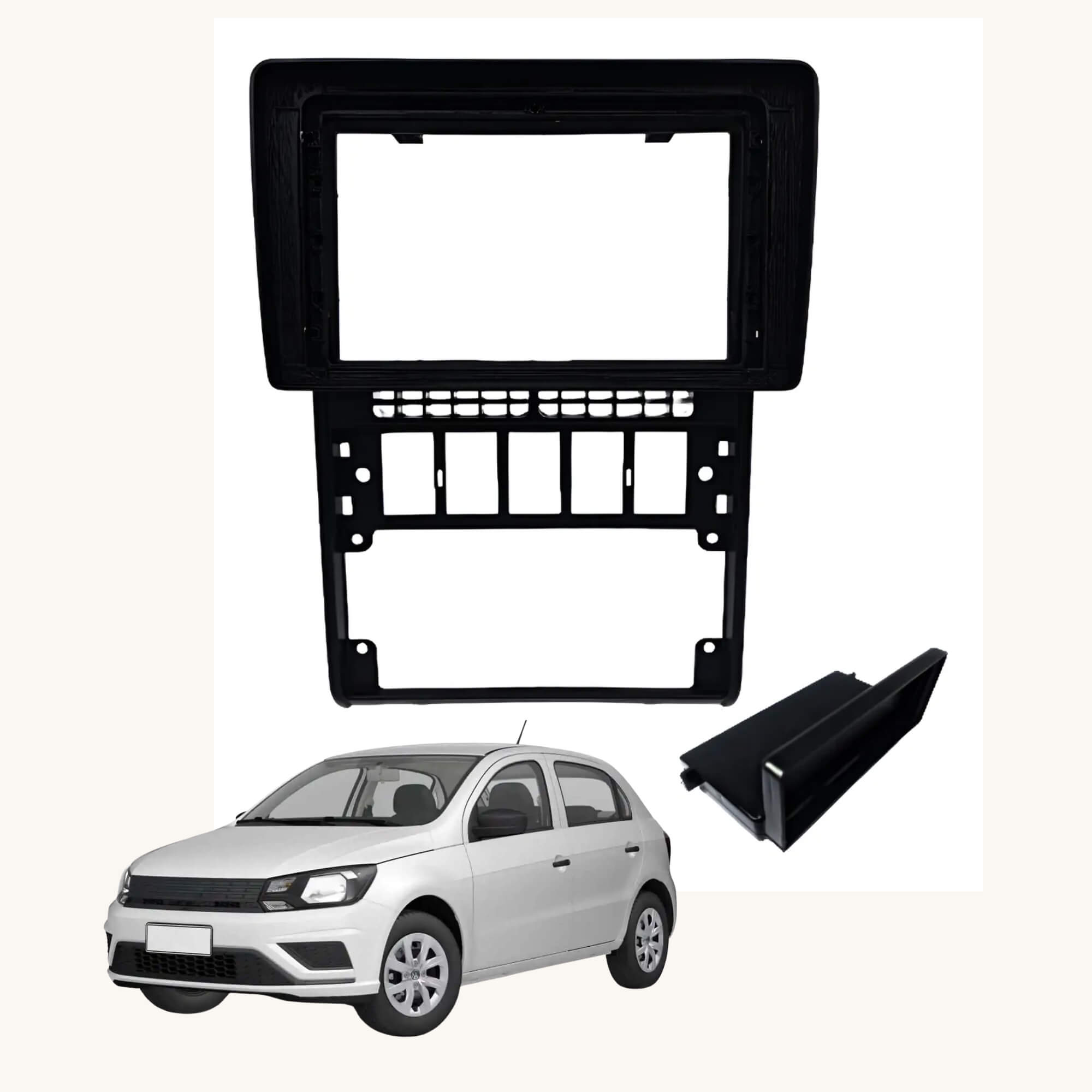 Moldura 9" Pol VW Gol Parati Saveiro G2 com duto de Ar cor Preta Fiamon - 6204