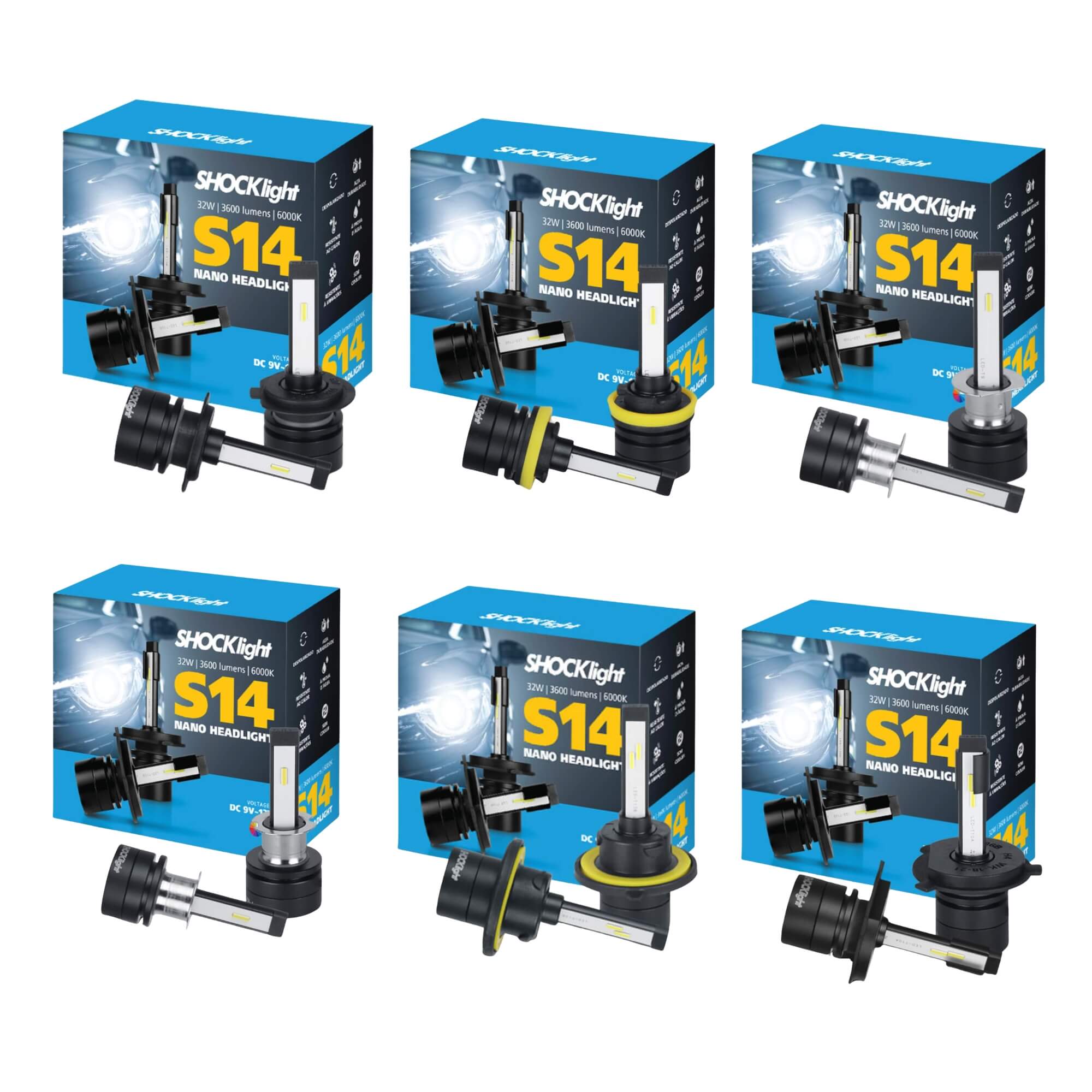VAR Par de Lâmpadas LED Headlight S14 Nano (Escolha)