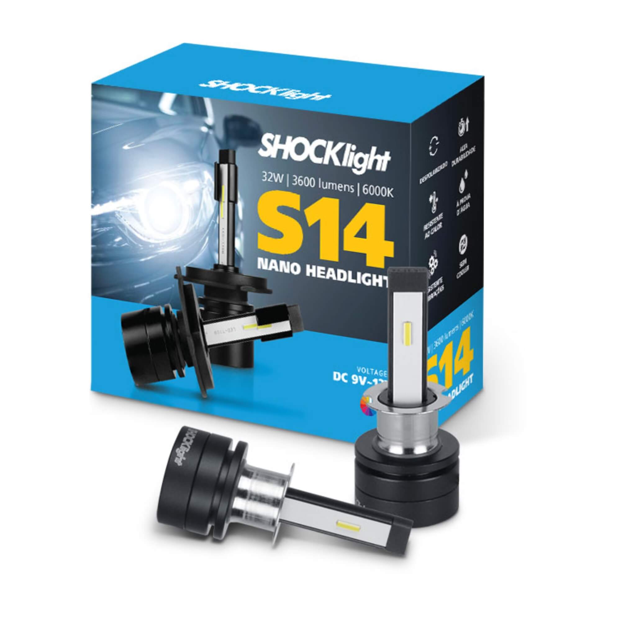 VAR Par de Lâmpadas LED Headlight S14 Nano (Escolha)