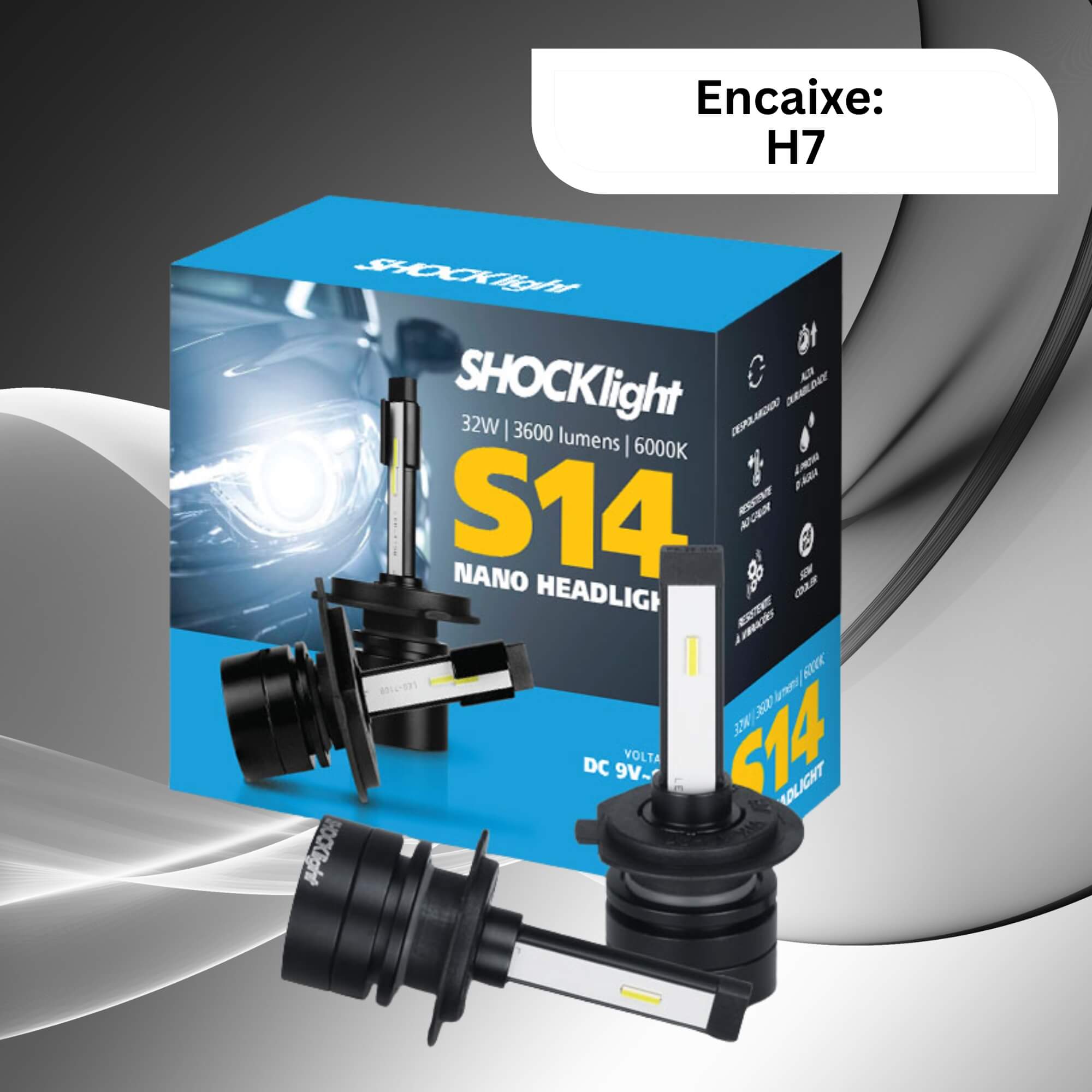 VAR Par de Lâmpadas LED Headlight S14 Nano (Escolha) Encaixe:H7