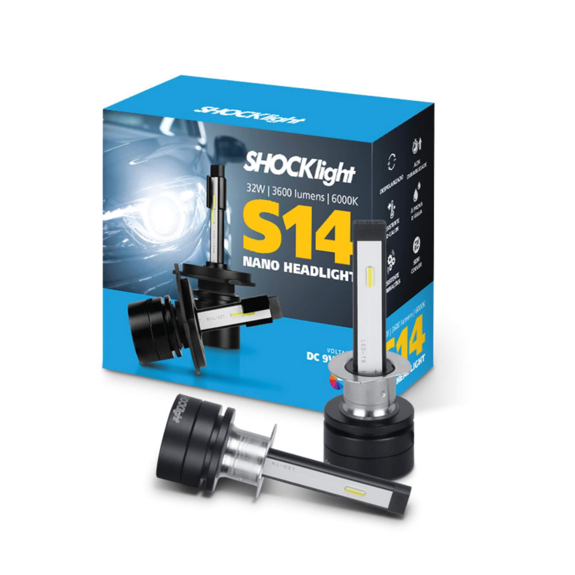 VAR Par de Lâmpadas LED Headlight S14 Nano (Escolha) Encaixe:N1