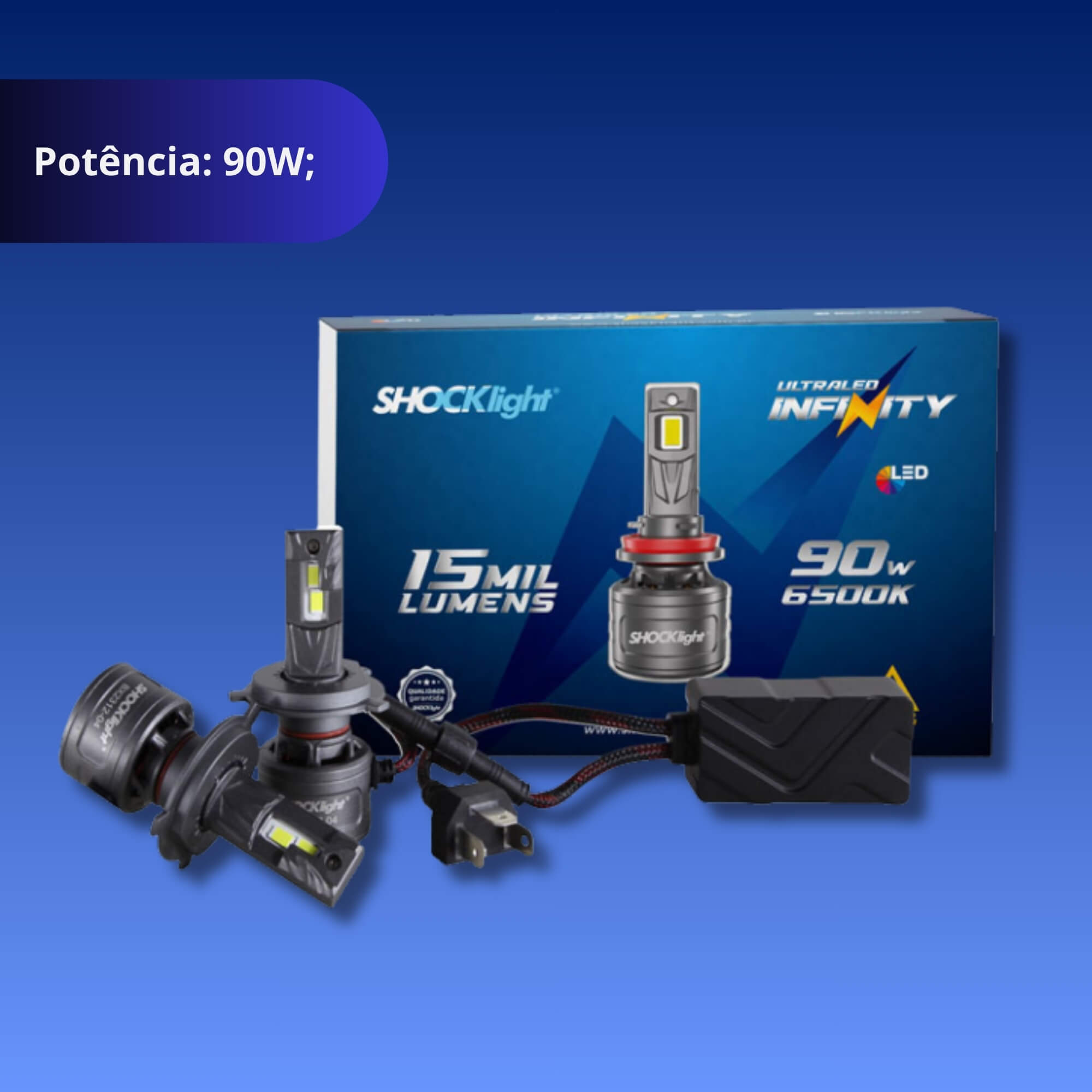 Ultraled Infinity H4 6500K 9~32V 90W 15.000LM Shocklight - SLL-120004