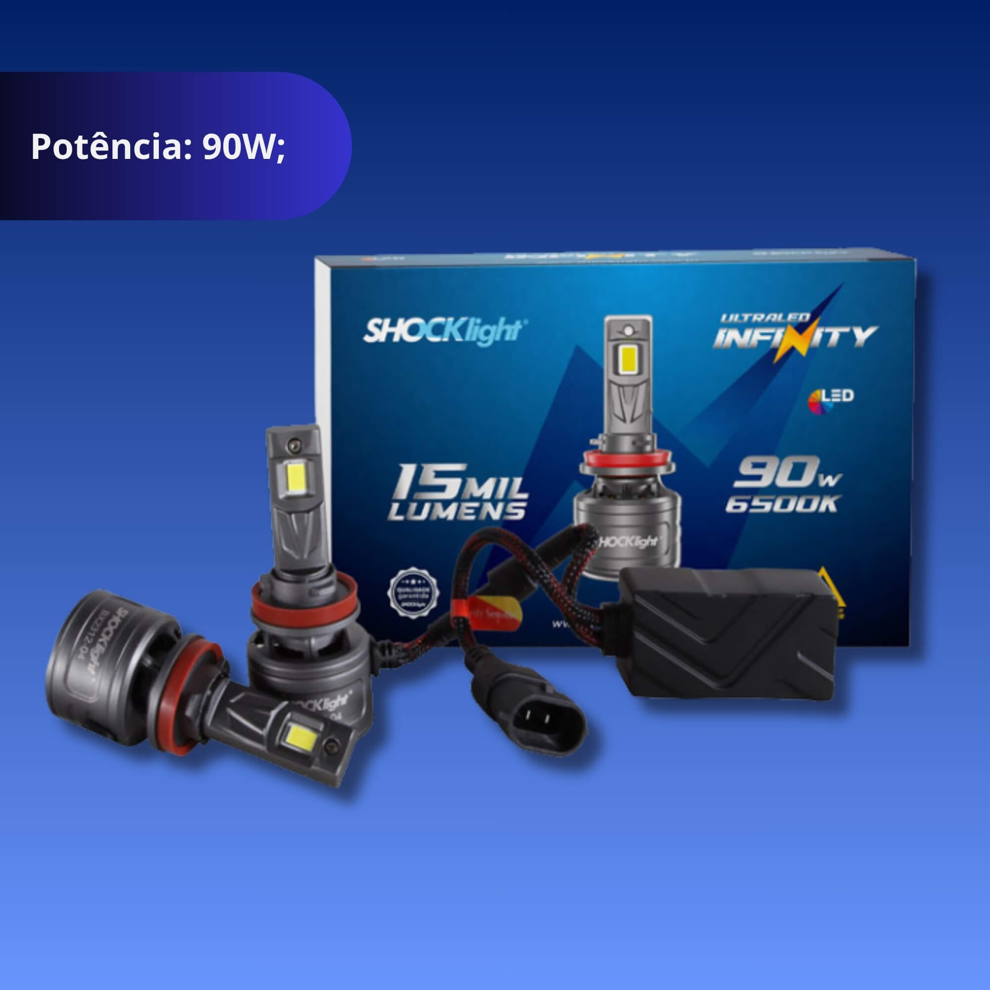 Ultraled Infinity H8/H9/H11/H16-2 6500K 9~32V 90W 15.000LM Shocklight - SLL-120011