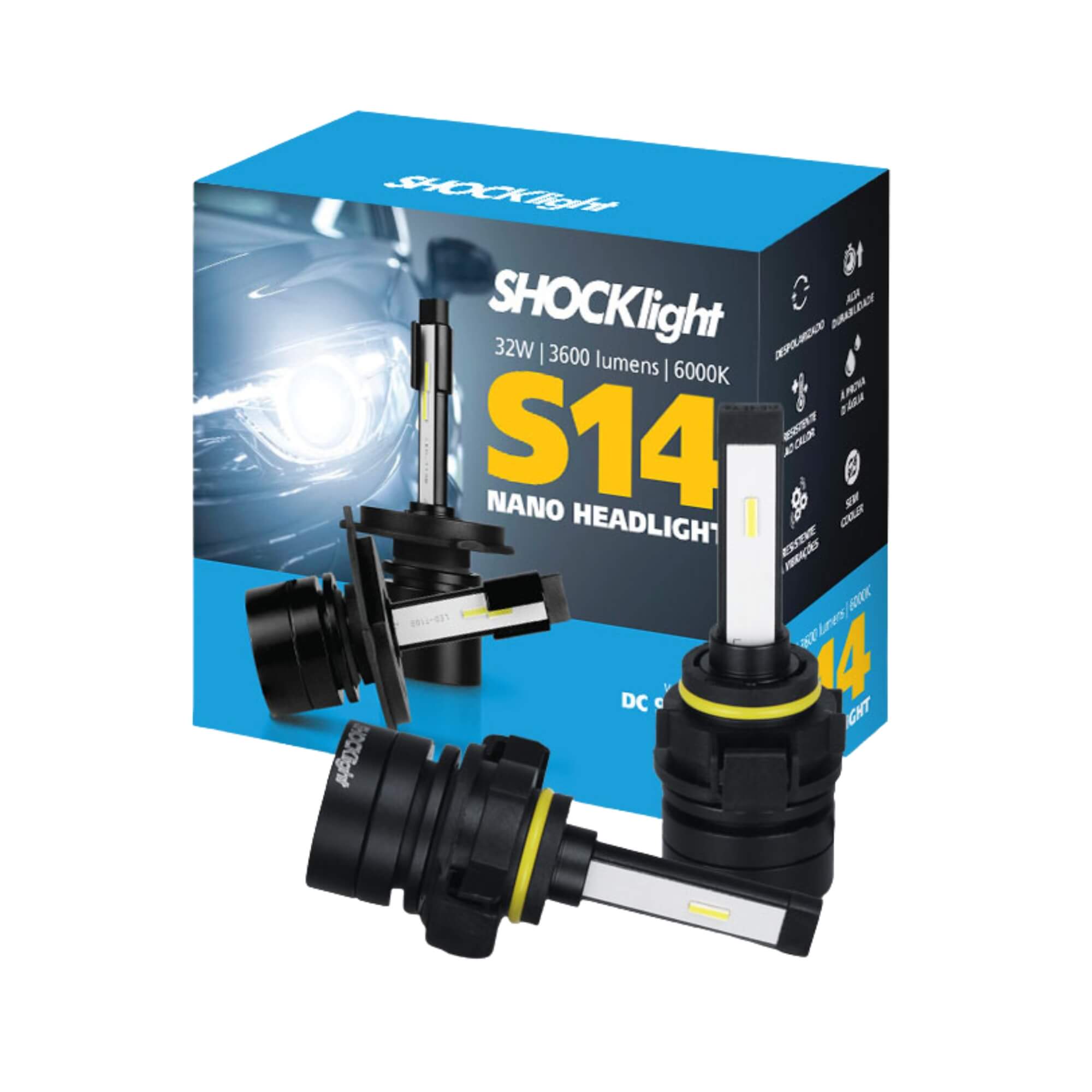 Headlight S14 Nano H16 6000K 12V 32W 3600LM Shocklight - SLL-140016