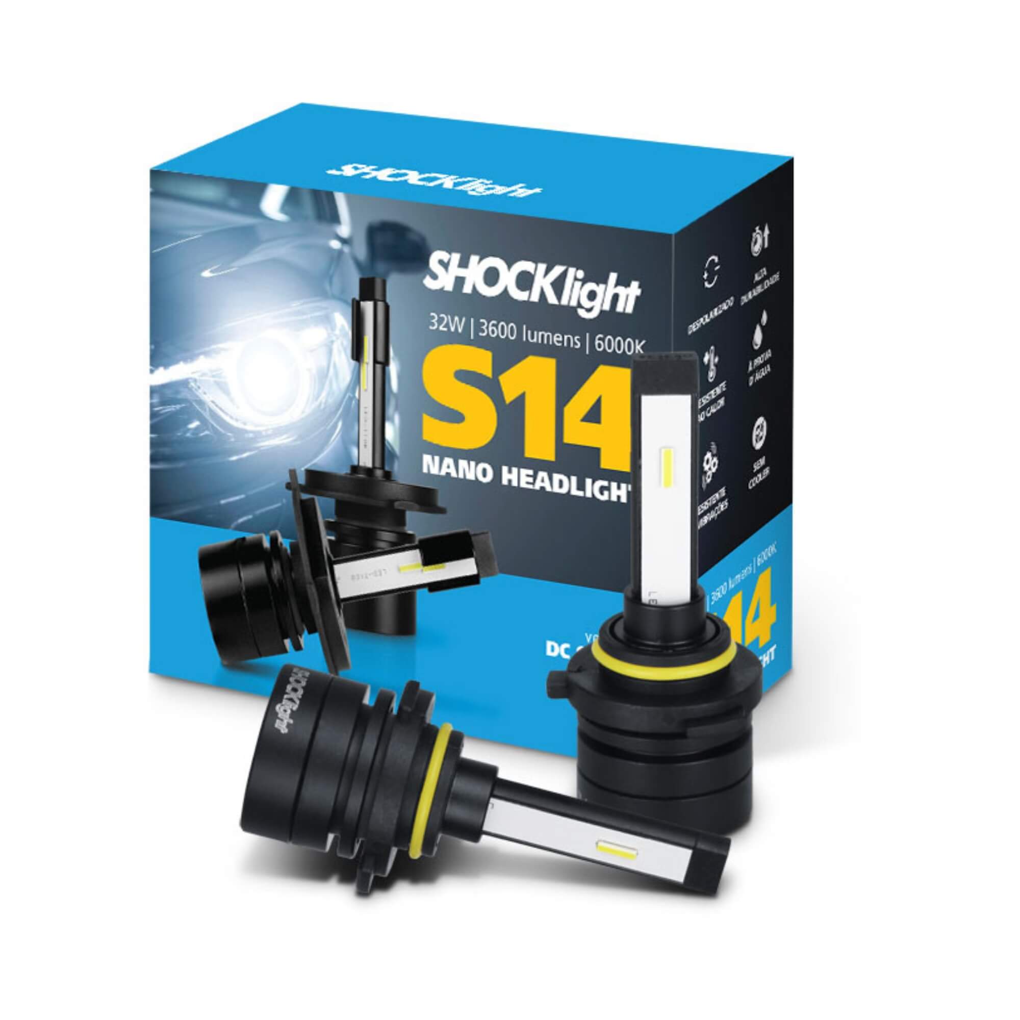 Headlight S14 Nano HB3/HB4 6000K 12V 32W 3600LM Shocklight - SLL-149000
