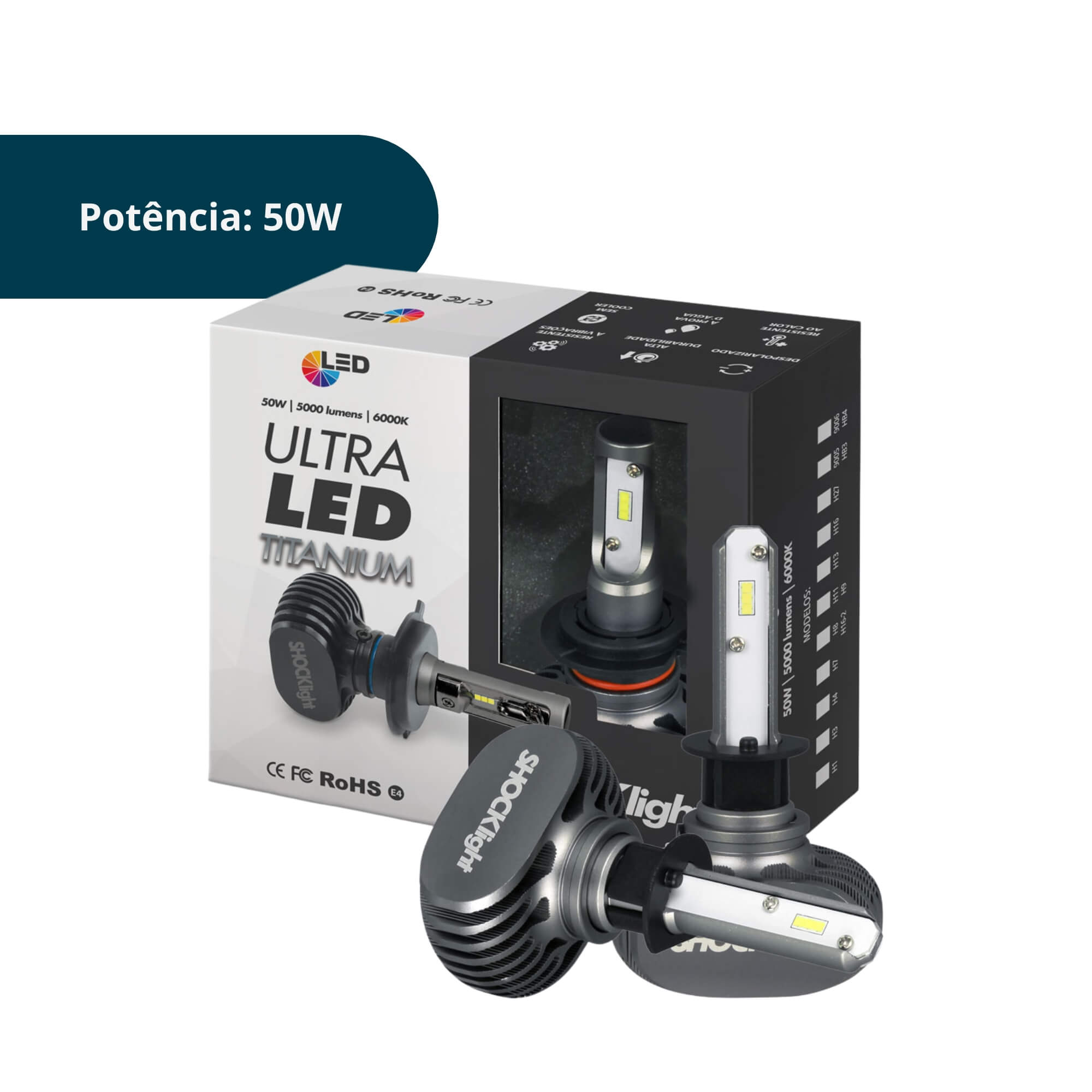 Ultraled Titanium H1 6000K 12V 50W 5000LM Shocklight - SLL-60001T