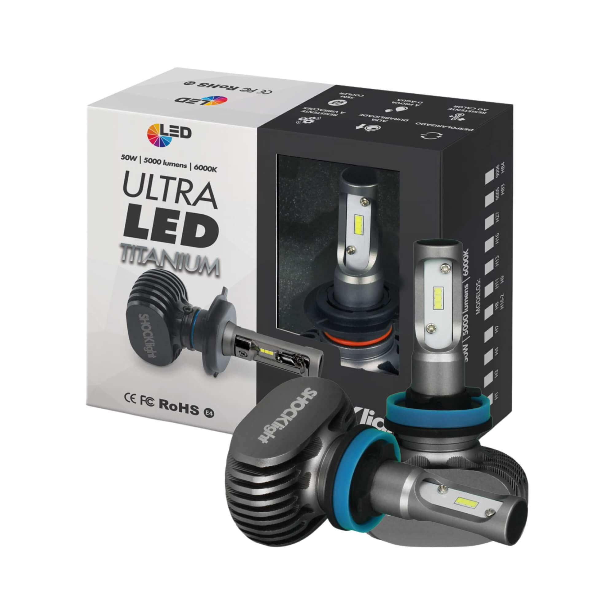 Ultraled H8 6000K 12V 50W 5000LM Shocklight - SLL-60008T