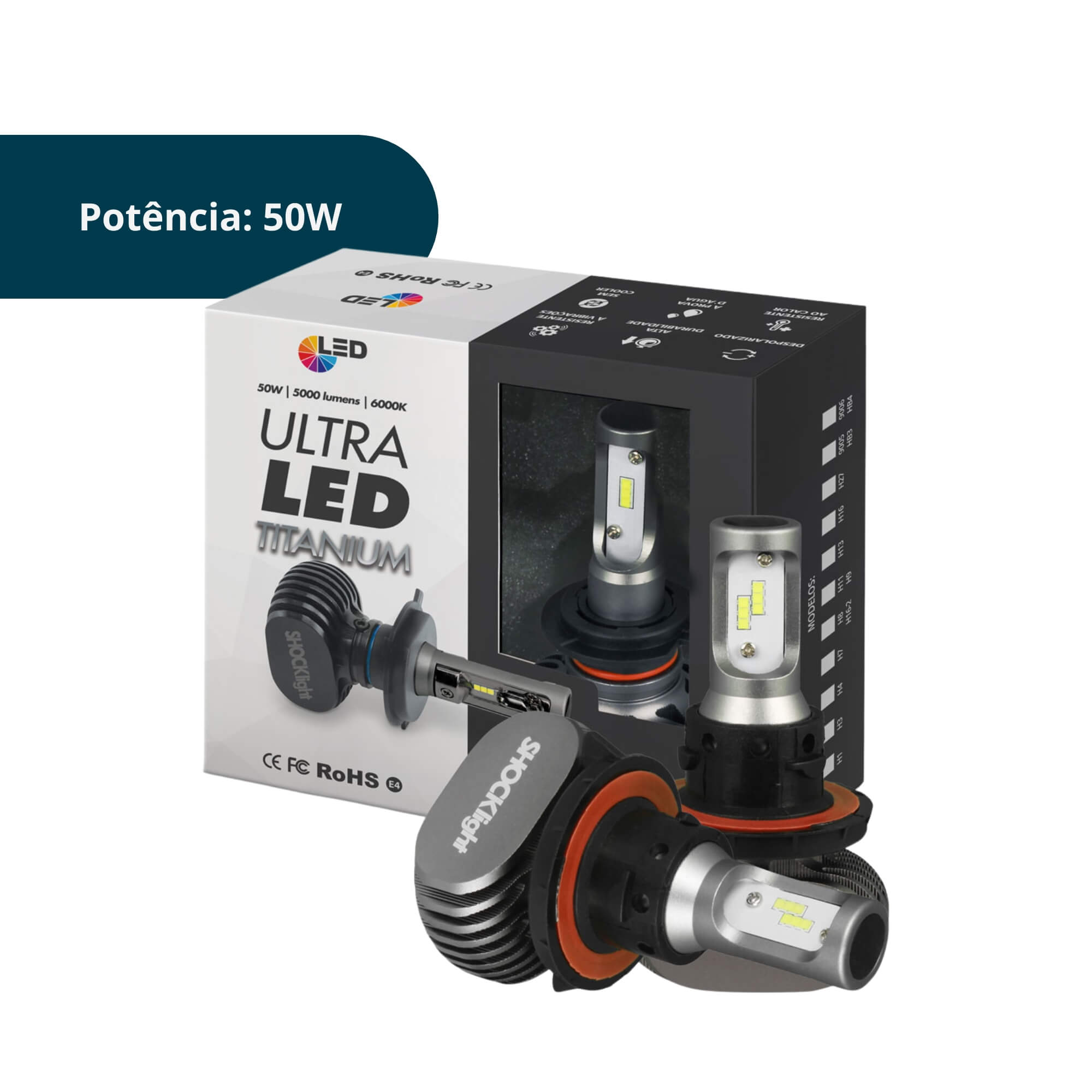 Ultraled H13 6000K 12V 50W 5000LM Shocklight - SLL-60013T