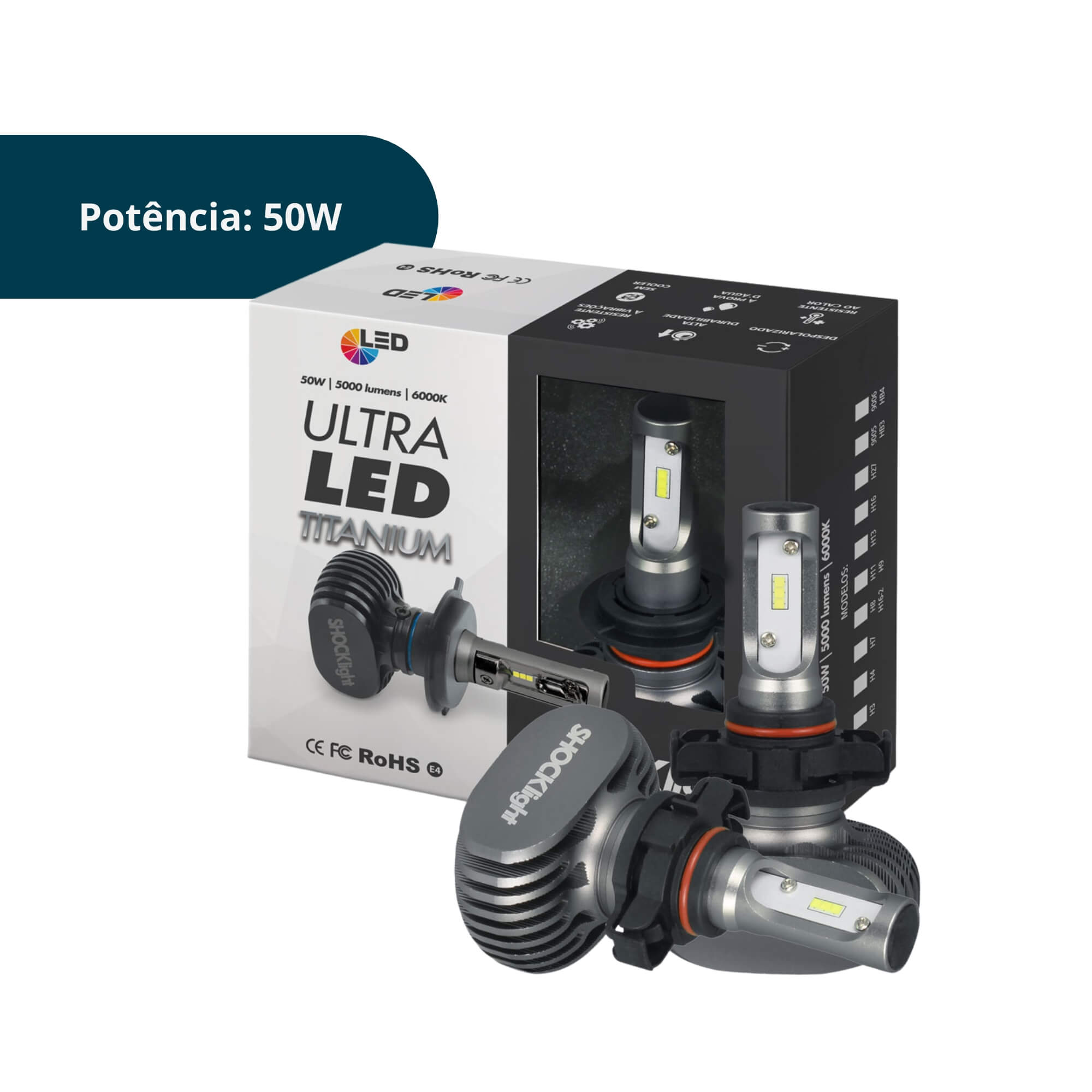 Ultraled Titanium H16 6000K 12V 50W 5000LM Shocklight - SLL-60016T