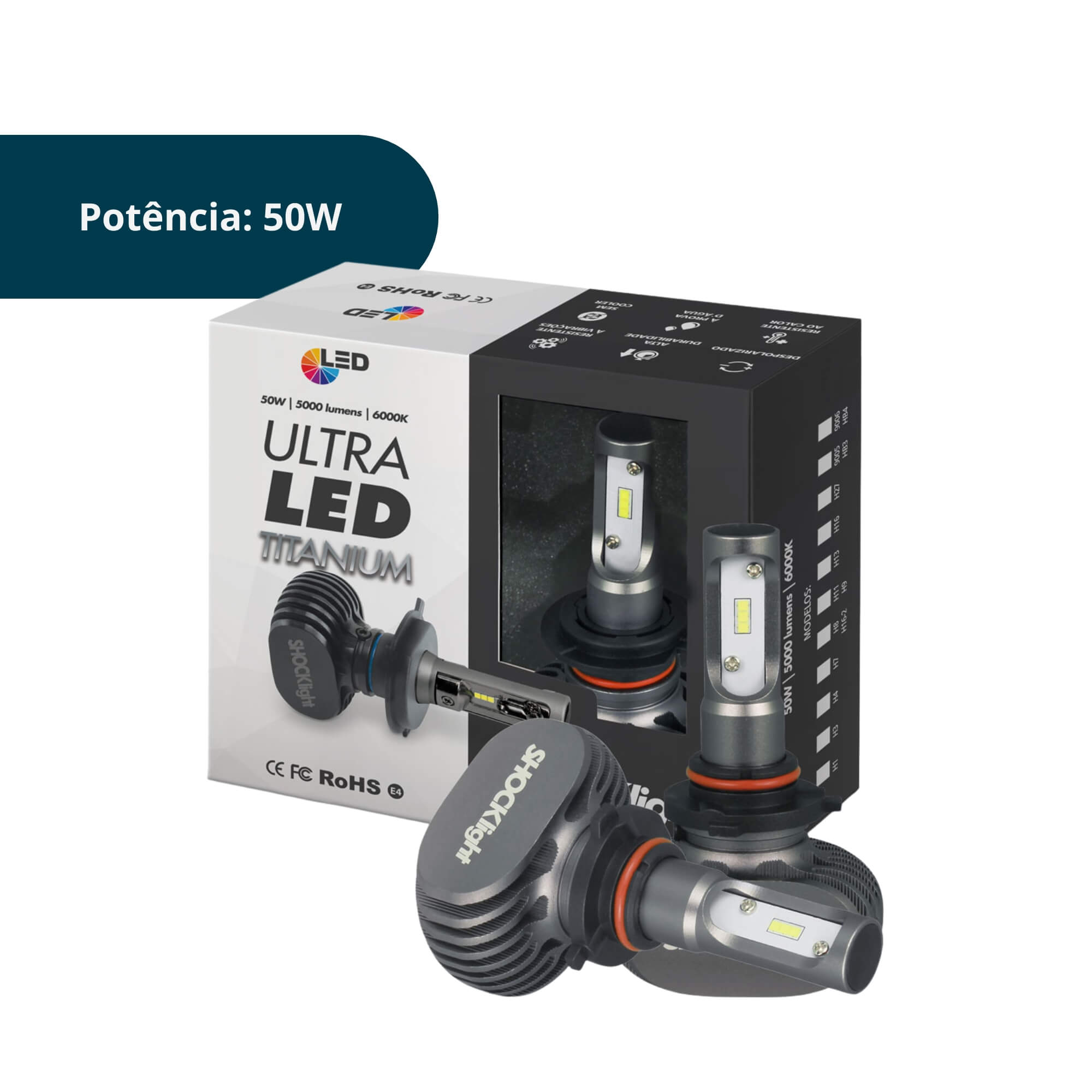 Ultraled Titanium 9005 HB3 6000K 12V 50W 5000LM Shocklight - SLL-69005T