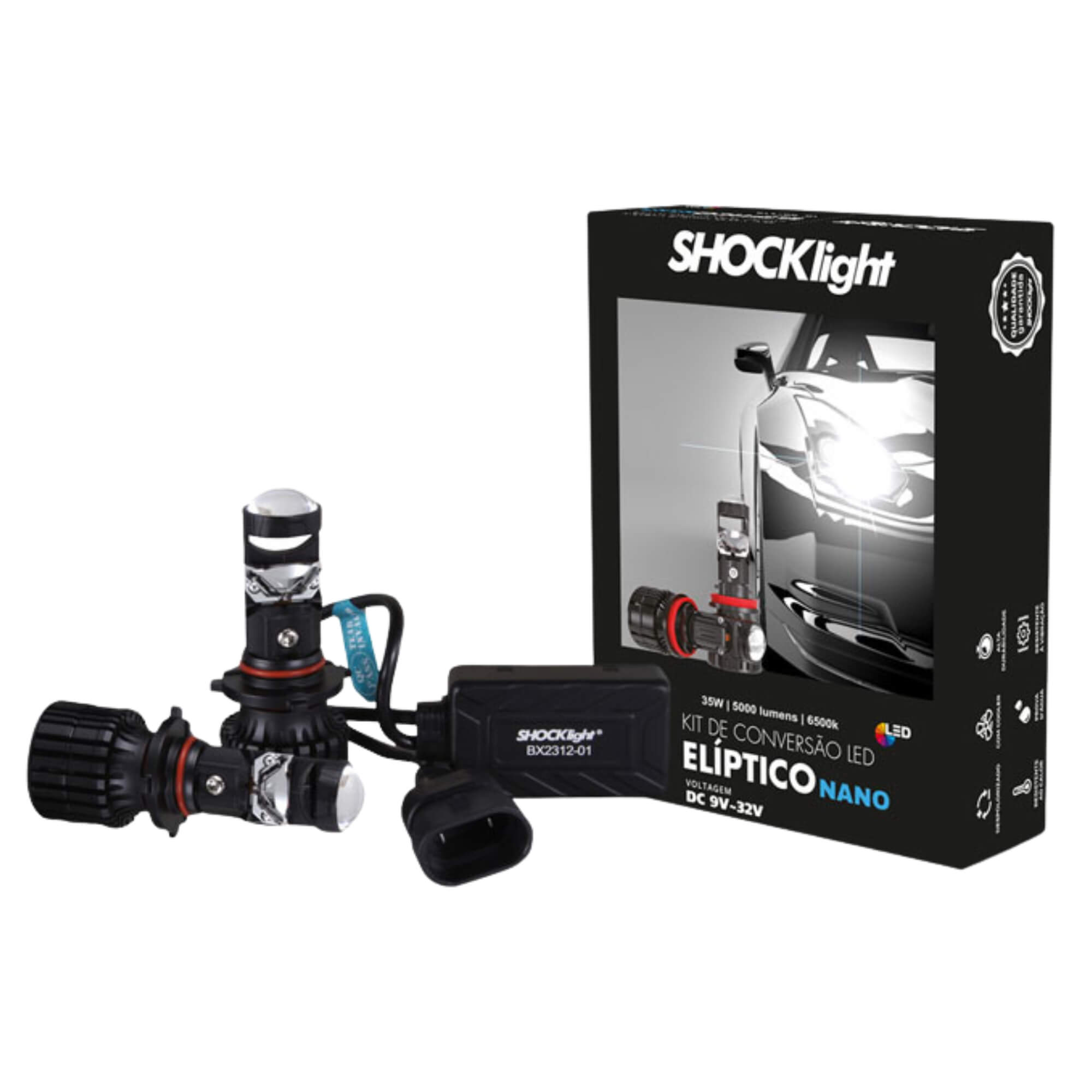 Kit Eliptico Nano HB3 9005 5000 Lumens 12V 6500K Shocklight - SLL-9005EP