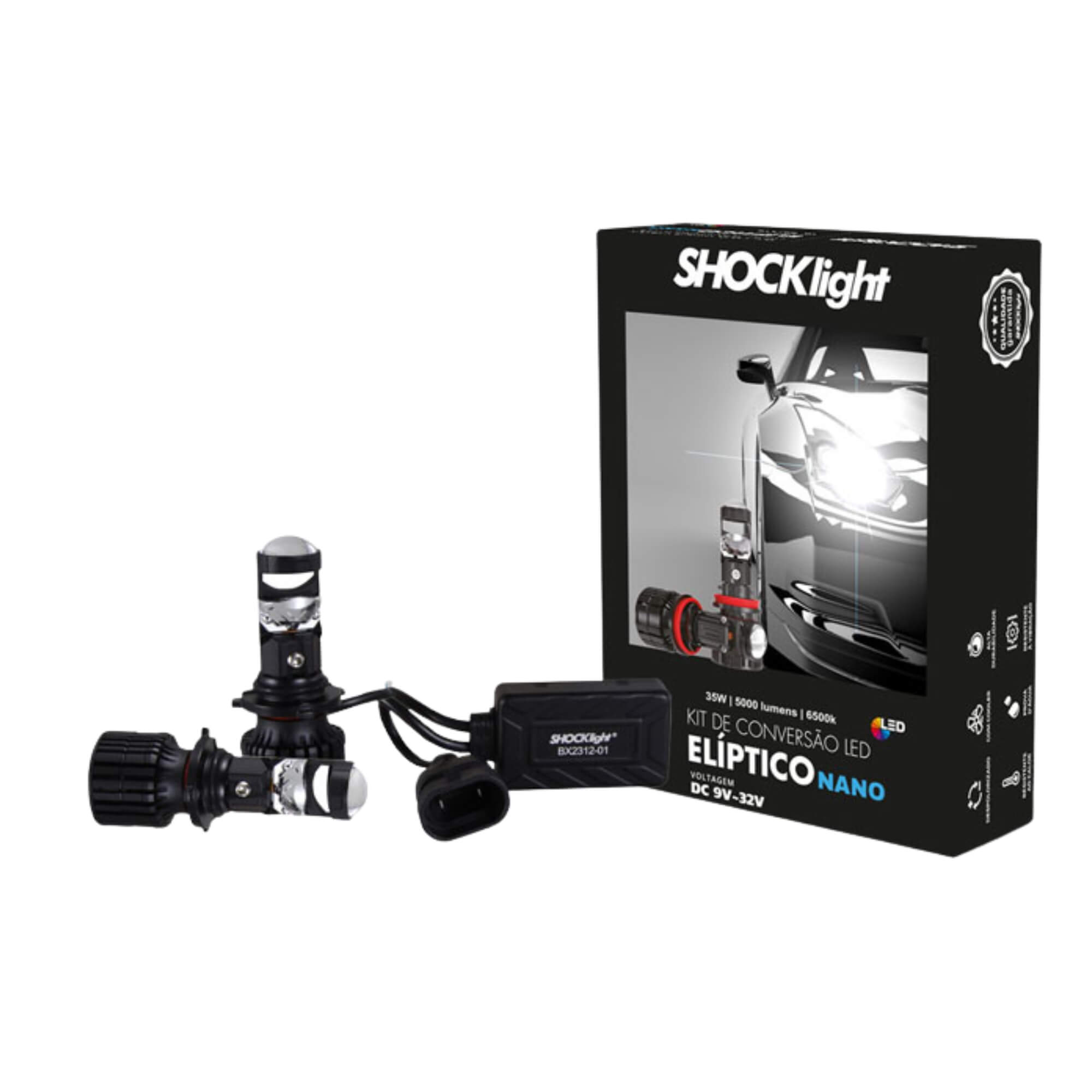 Kit Eliptico Nano HB4 9006 5000 Lumens 12V 6500K Shocklight - SLL-9006EP