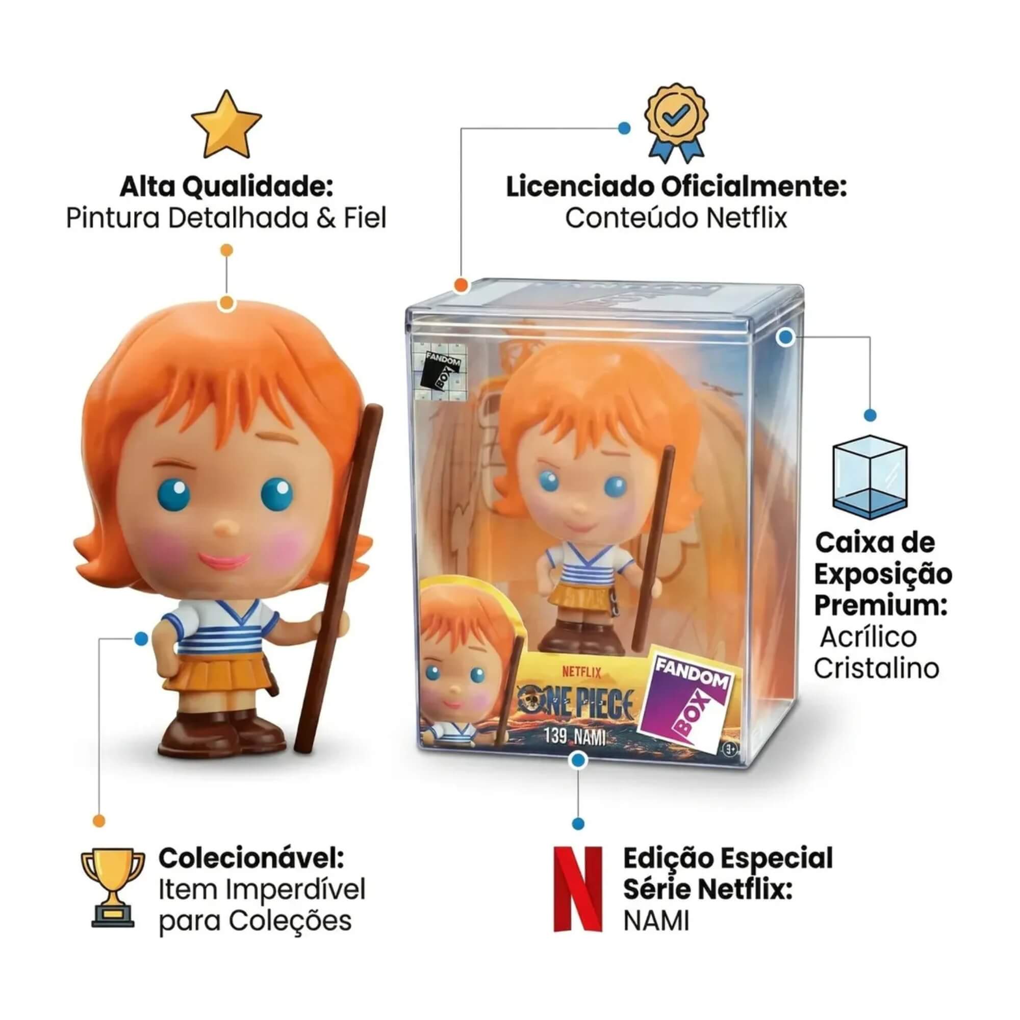 Fandom Box Nami One Piece - Boneco Colecionável Vinil Atóxico Lider - 3515