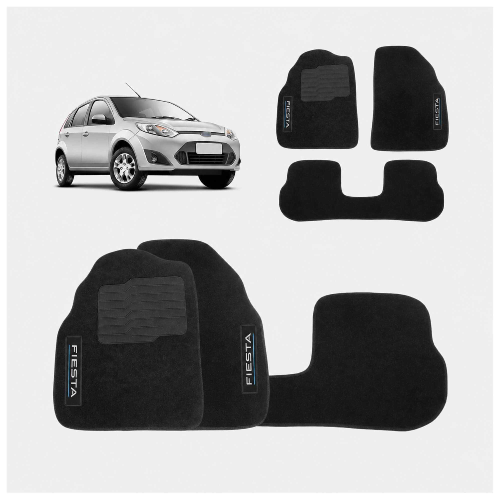 Tapete Wave 3 Peças Preto Adaptável Fiesta 01/14 Ecotap - W1177