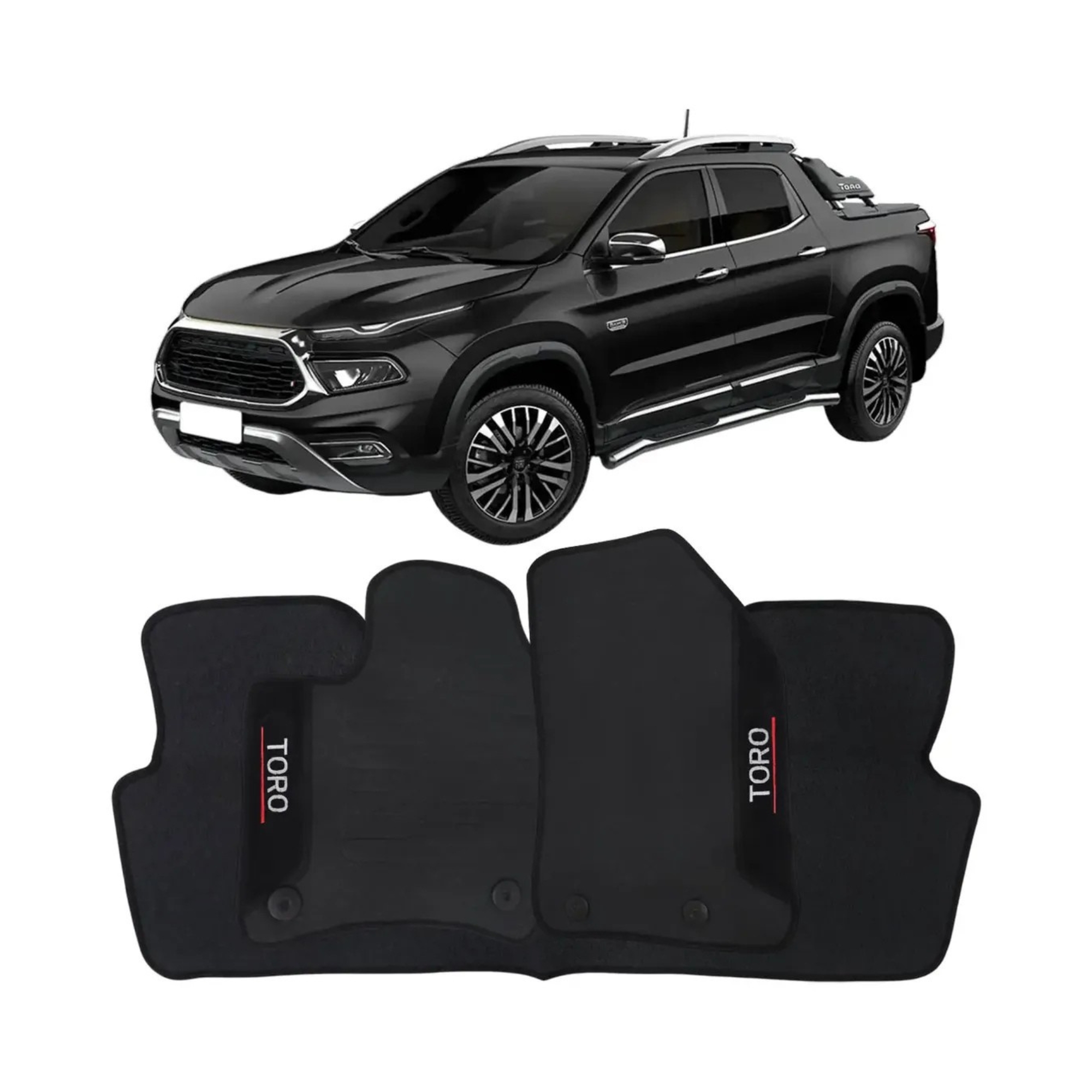 Tapete Wave 3 Peças Preto Adaptável Fiat Toro A partir de 2016 Ecotap - W2950