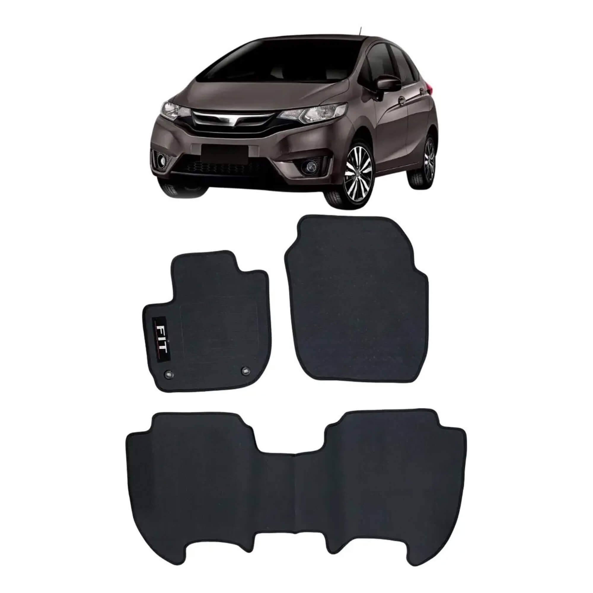 Tapete Wave 3 Peças Preto Adaptável New Fit A partir de 2015 Ecotap - W0311