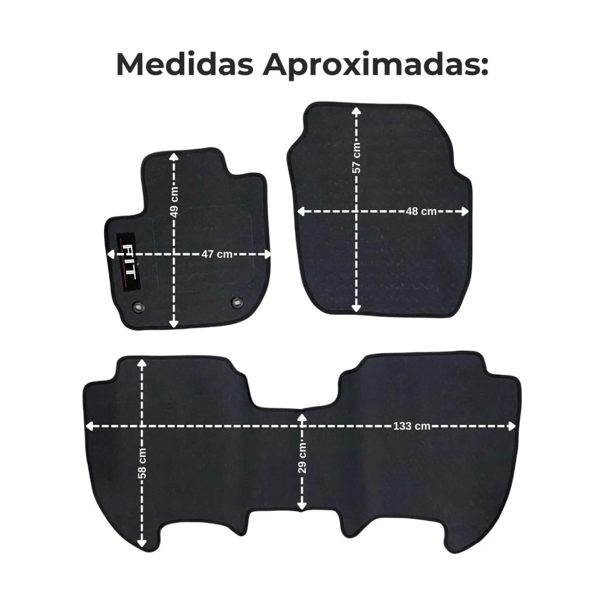 Tapete Wave 3 Peças Preto Adaptável New Fit A partir de 2015 Ecotap - W0311