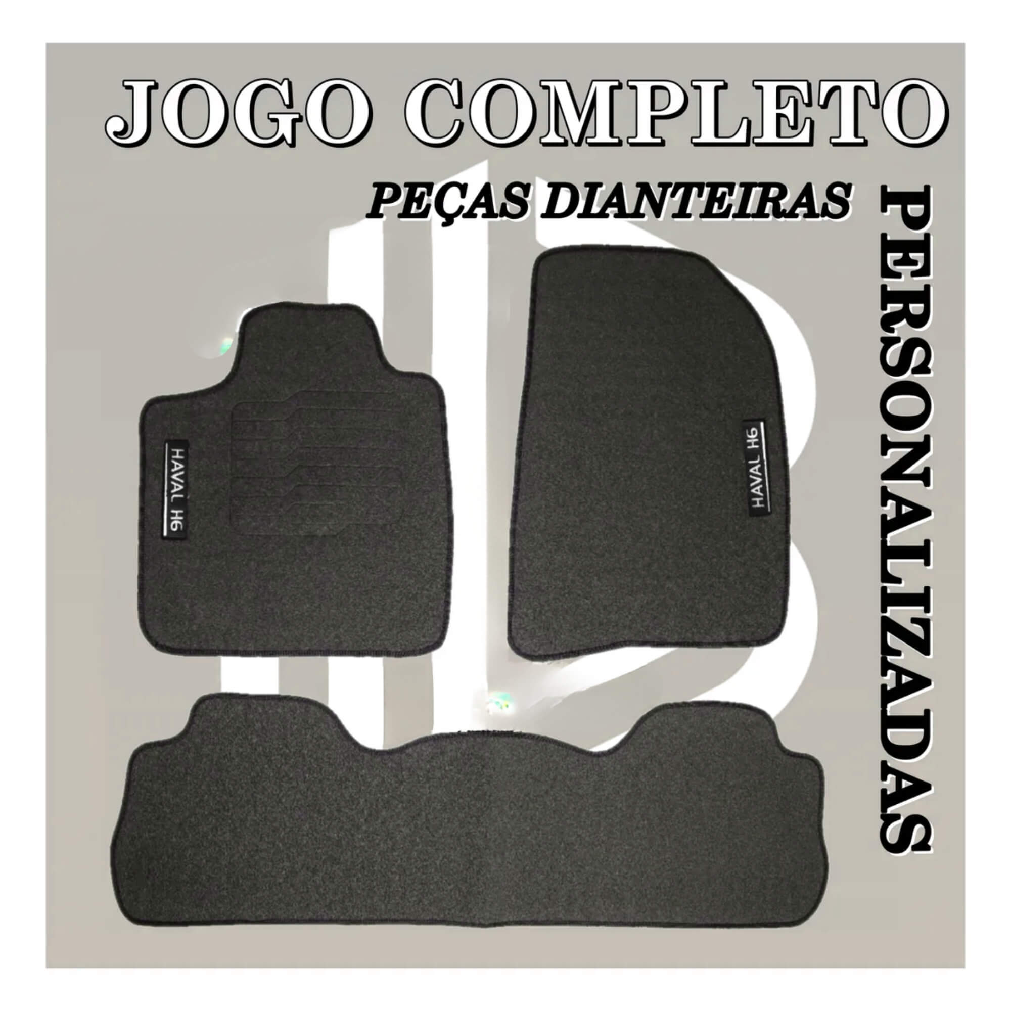 Tapete Wave 3 Peças Preto Adaptável Haval H6 2023 em diante Ecotap - W4074