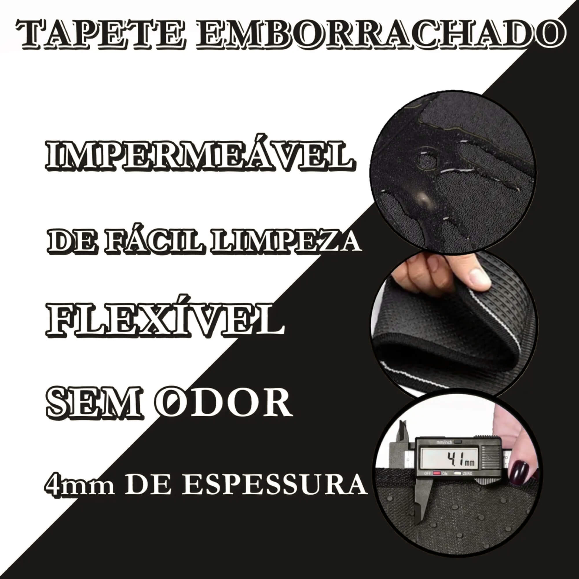 Tapete Wave 3 Peças Preto Adaptável Haval H6 2023 em diante Ecotap - W4074