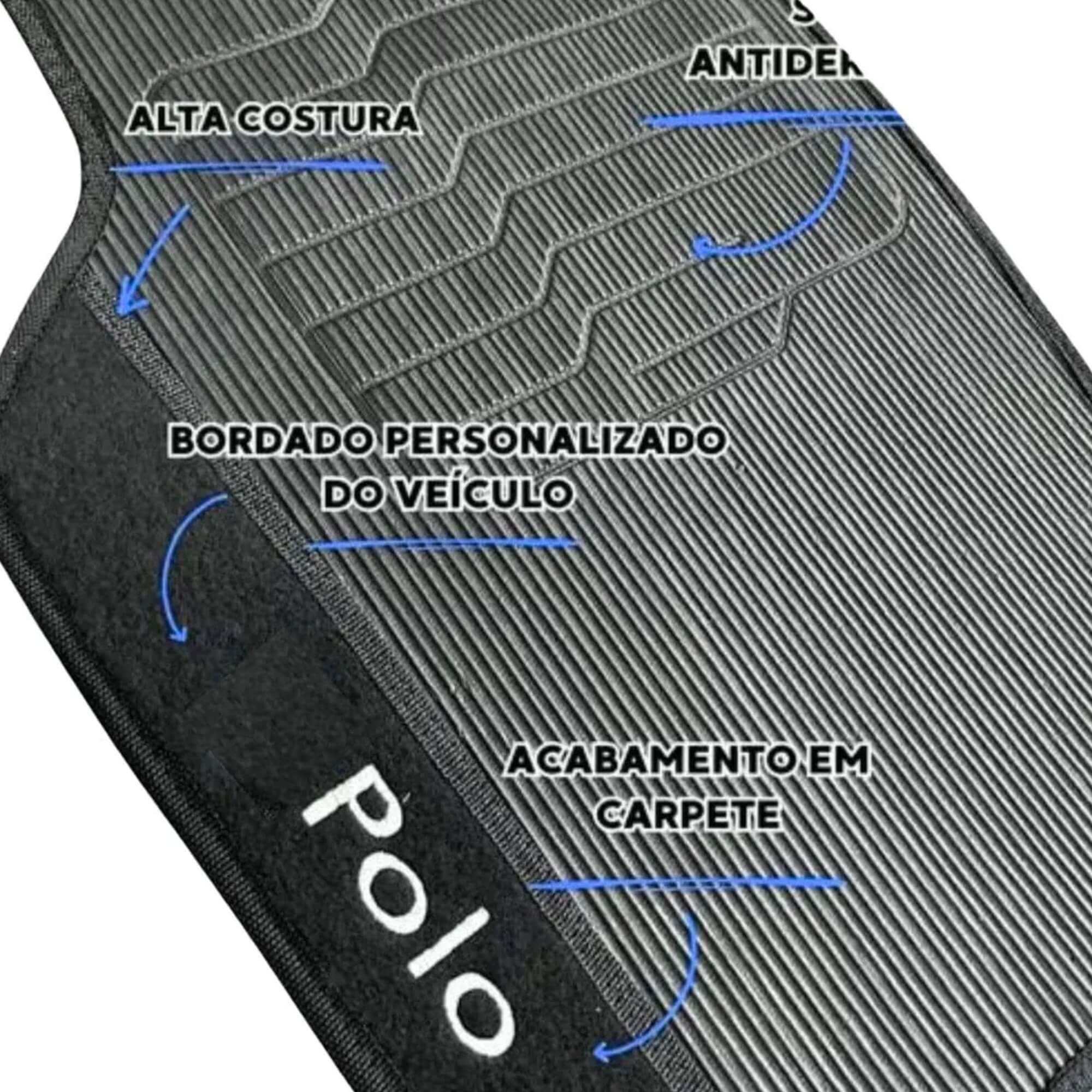 Kit 3 Peças Tapete Emborrachado Volkswagen Polo 2018 até 2025 Ecotap - W6647