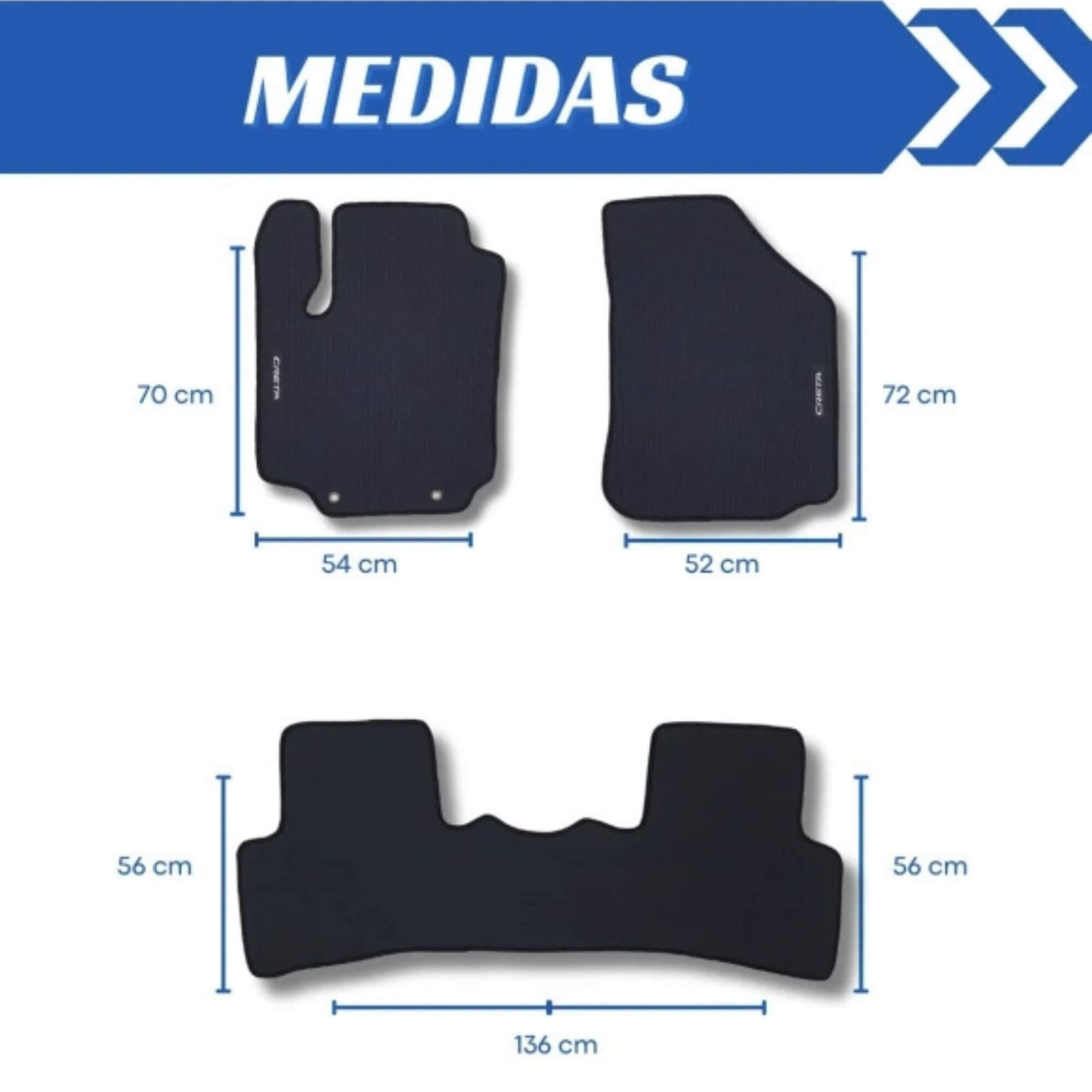 Kit 3 Peças Tapete Emborrachado Hyundai Creta 2022 em Diante Ecotap - W8342