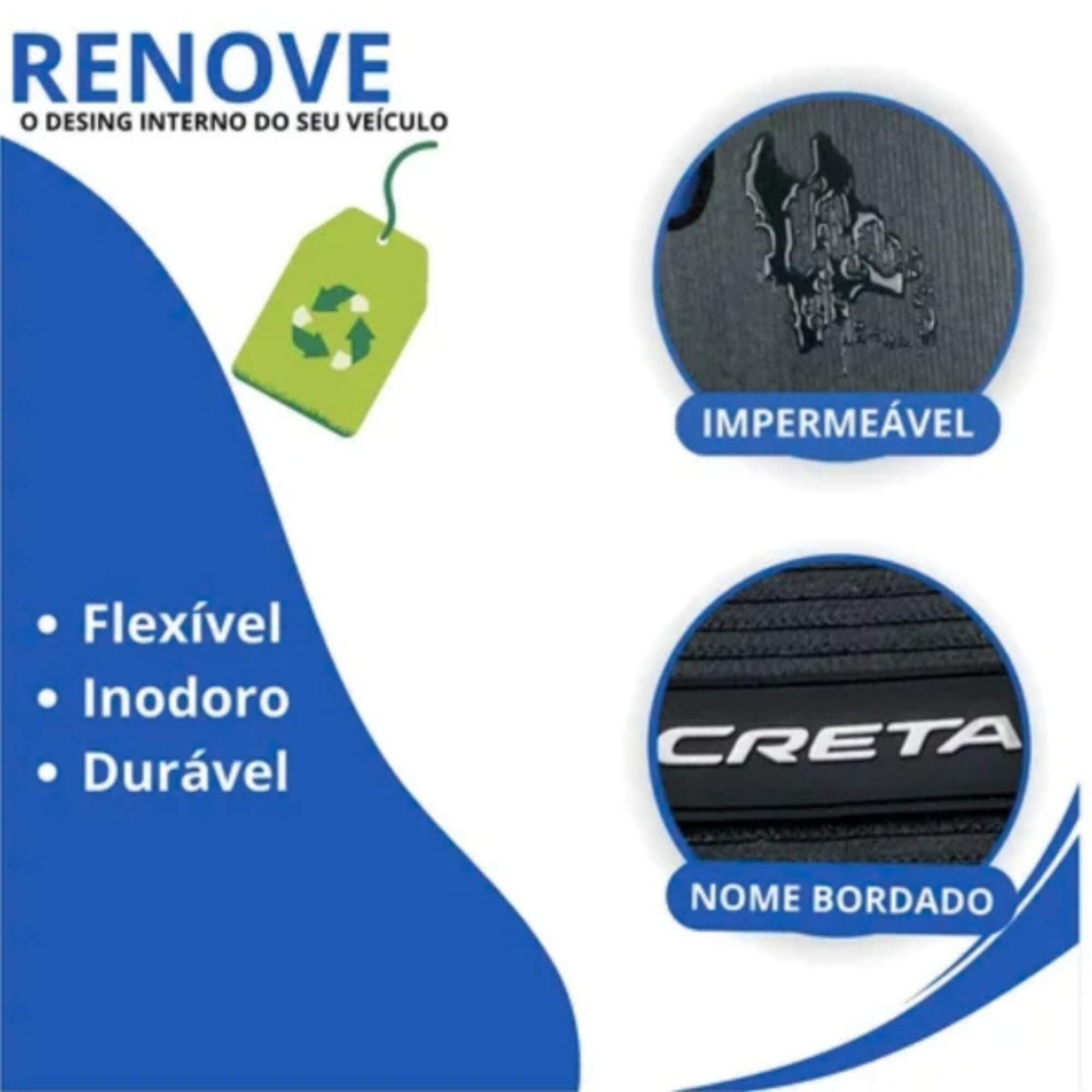 Kit 3 Peças Tapete Emborrachado Hyundai Creta 2022 em Diante Ecotap - W8342