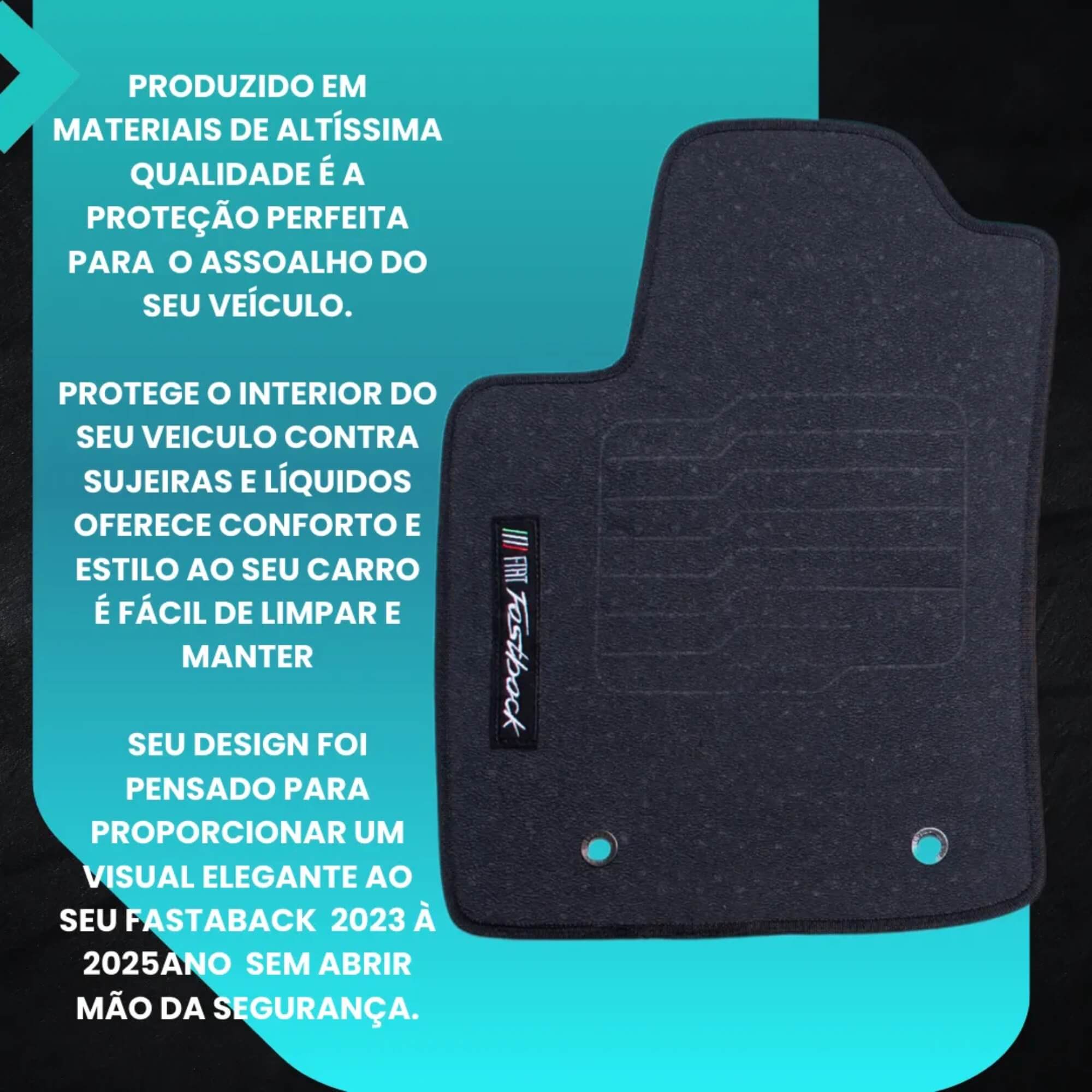 Kit 3 Peças Tapete Emborrachado Fiat Fastback 2023 Em Diante Ecotap - W9043