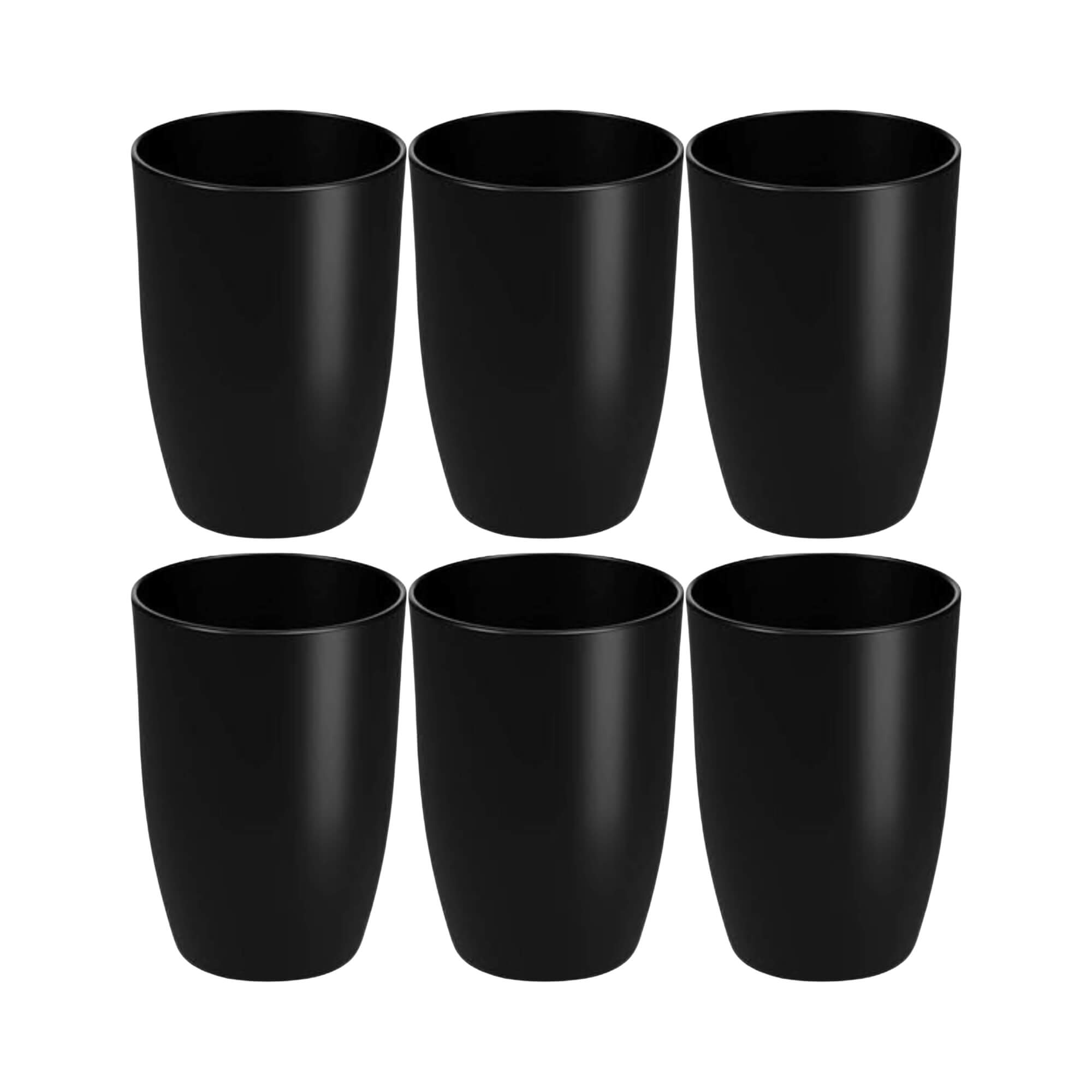 COMP Kit 6 Copos Plásticos de 275ml Preto Brinox