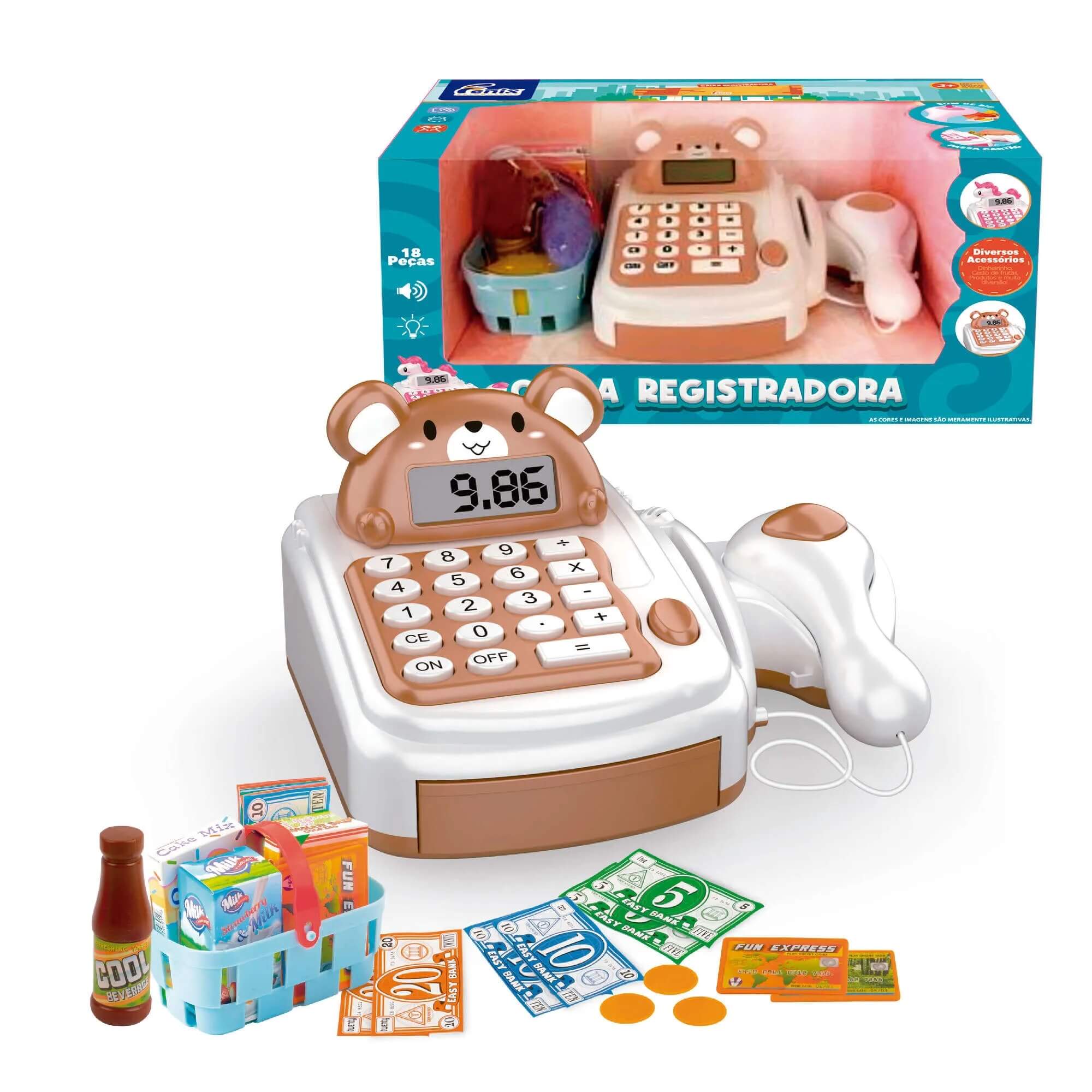 Brinquedo Infantil Caixa Registradora Urso Fenix - CRG-718UR