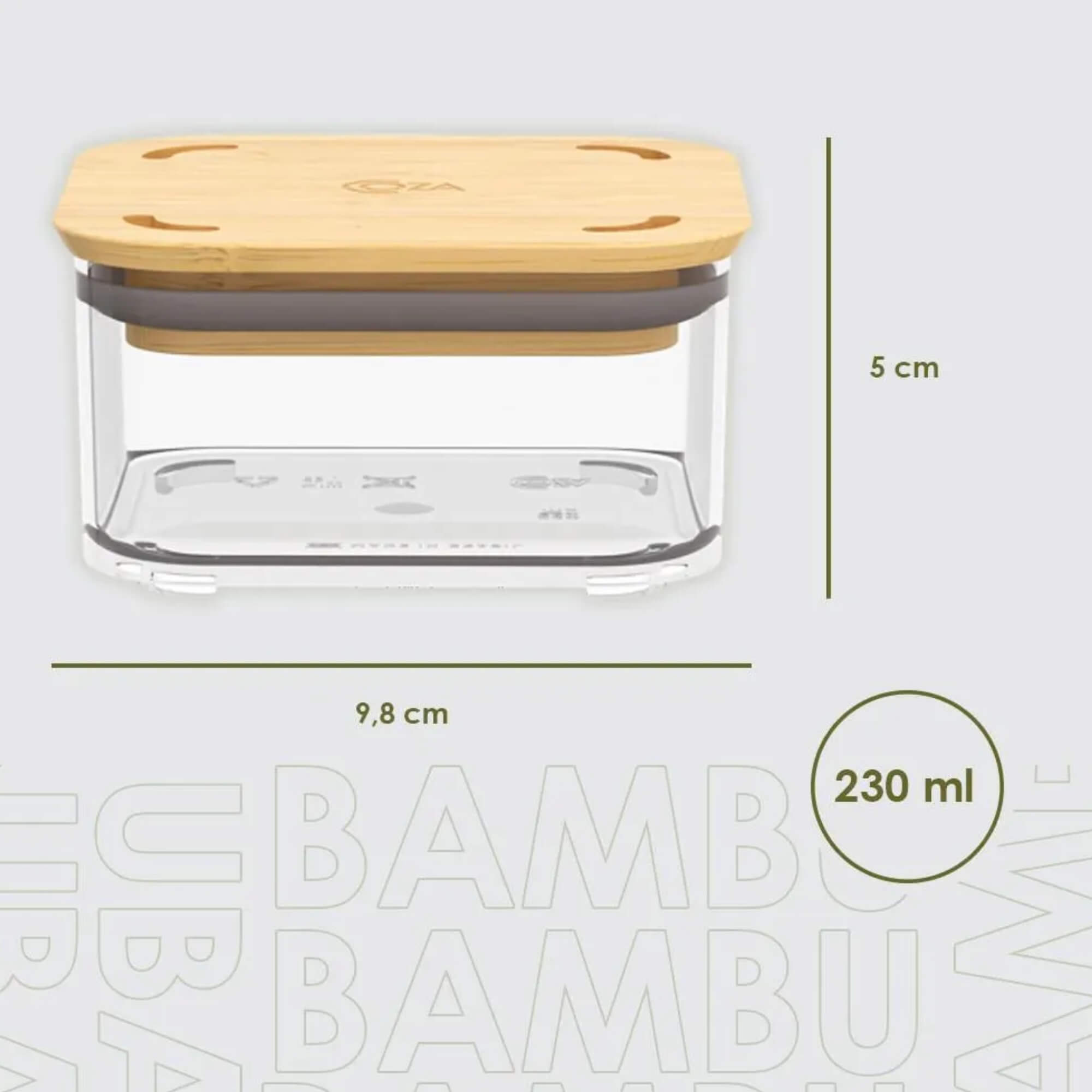 COMP Kit 5 Potes Herméticos Tampa em Bambu Cristal Brinox