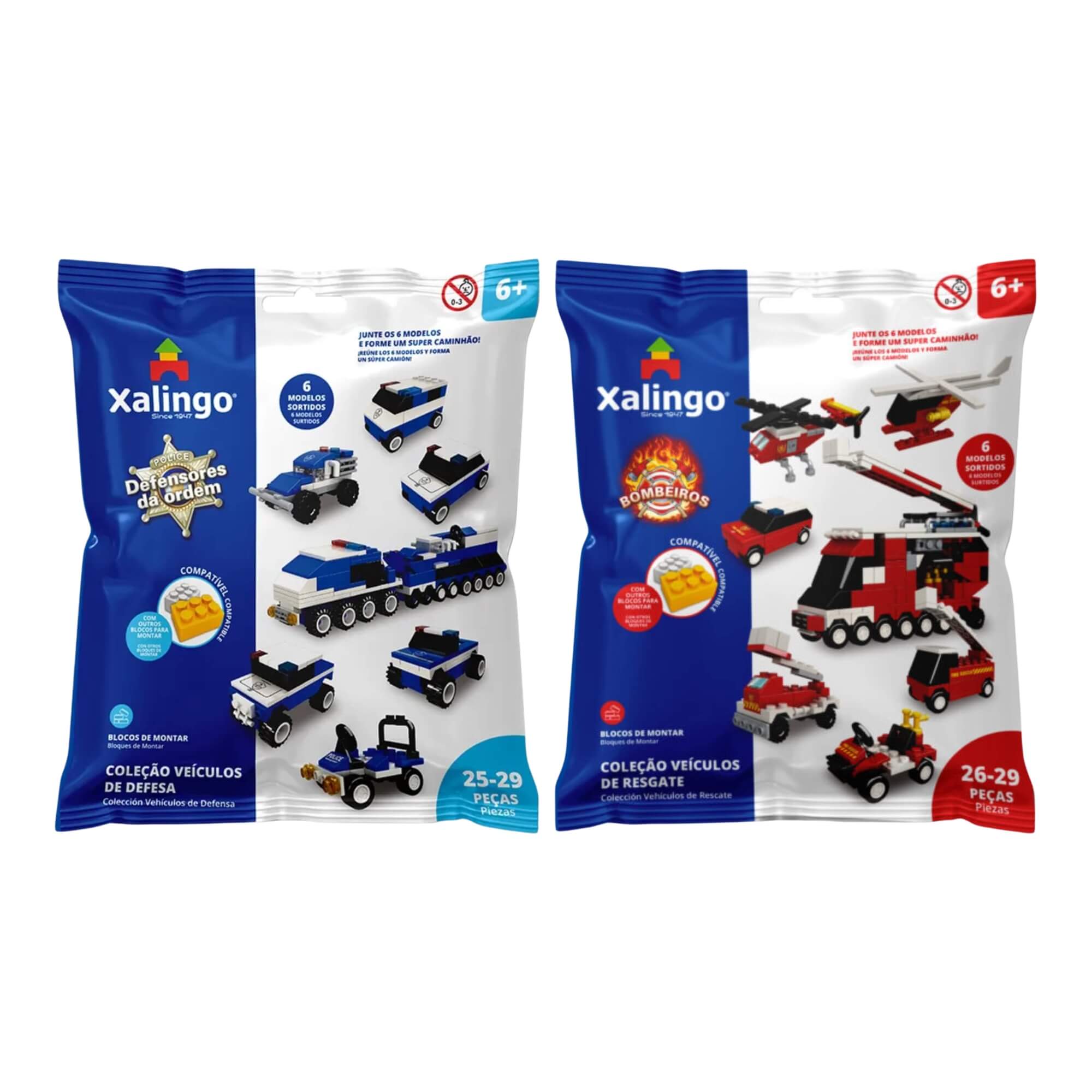 COMP Kit Blocos de Montar Xalingo Resgate Bombeiros e Defensores da Ordem