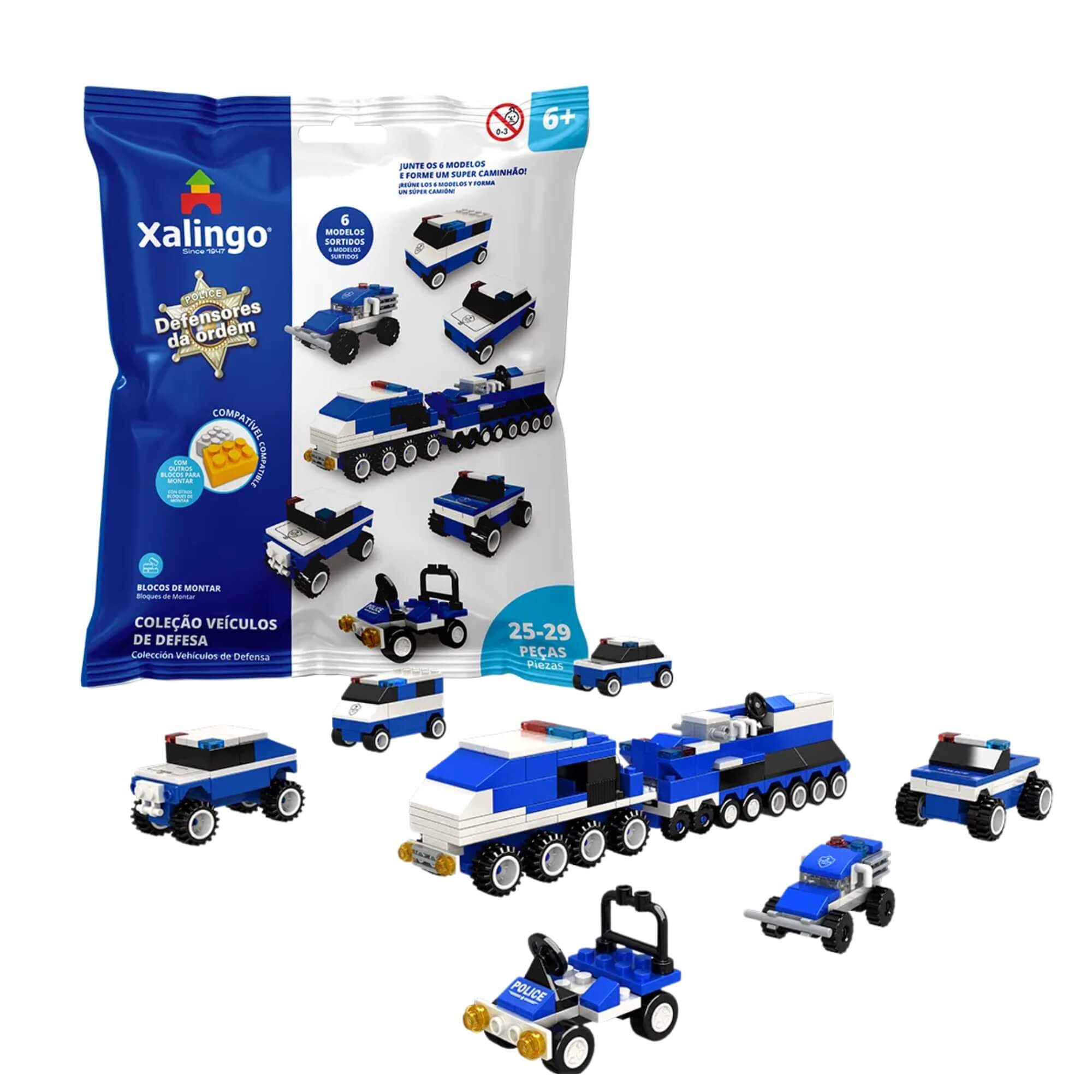 Kit Blocos de Montar Xalingo Resgate Bombeiros e Defensores da Ordem