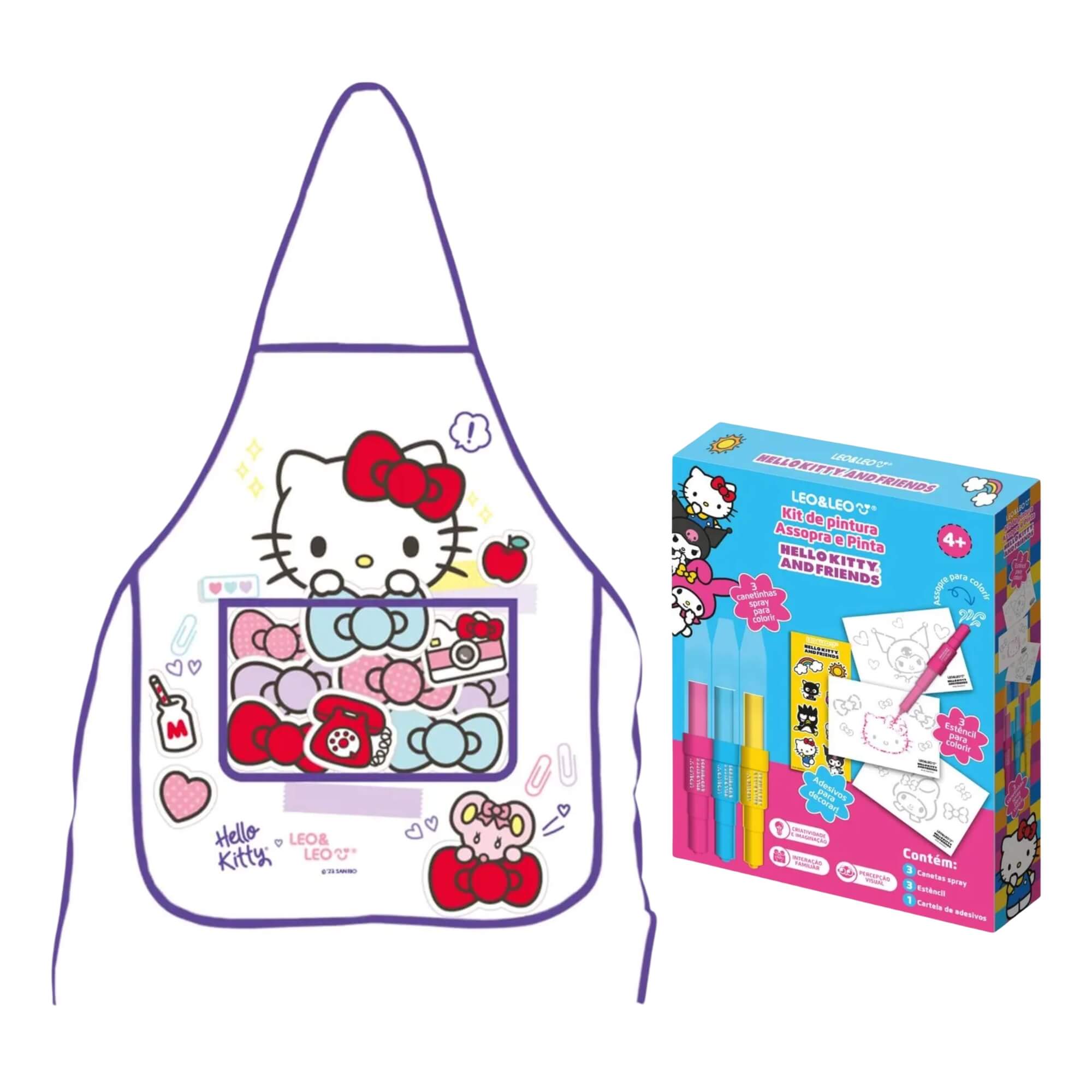COMP Kit Pintura e Avental Hello Kitty Leonora