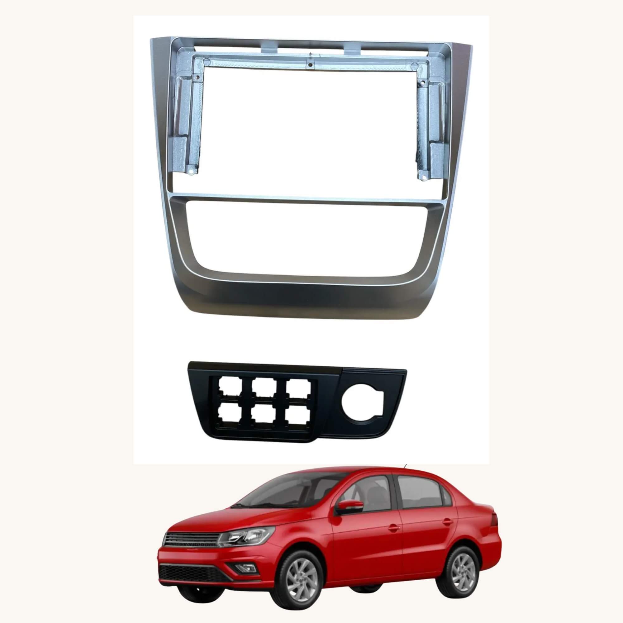 COMP Multimídia Roadstar Android 2 Din 9" + Chicotes + Câmera Ré + Moldura Prata Gol/Saveiro/Voyage