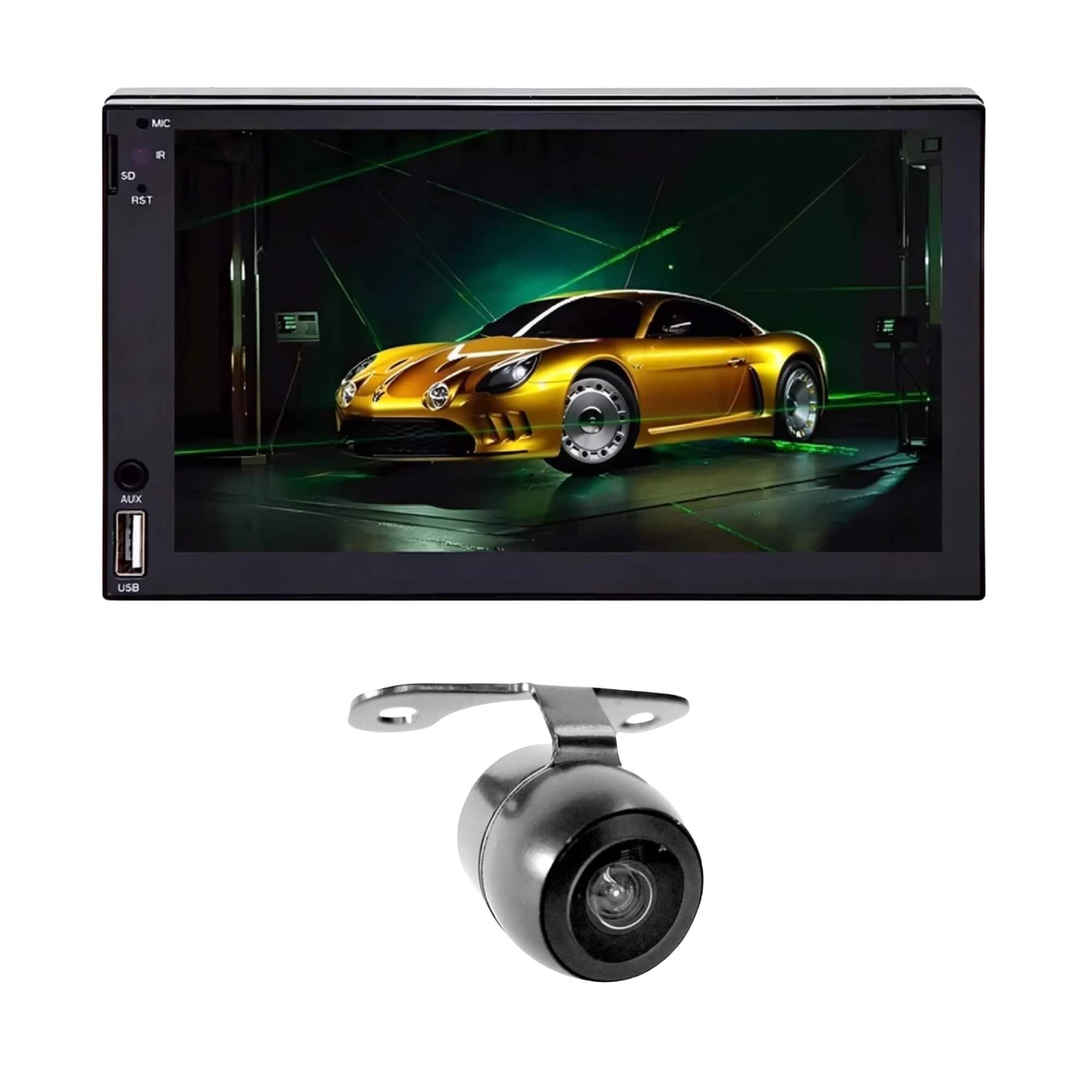 Kit Central Multimídia MP5 1din 7" USD Bluethooth Touch + Câmera de Ré Pro Line