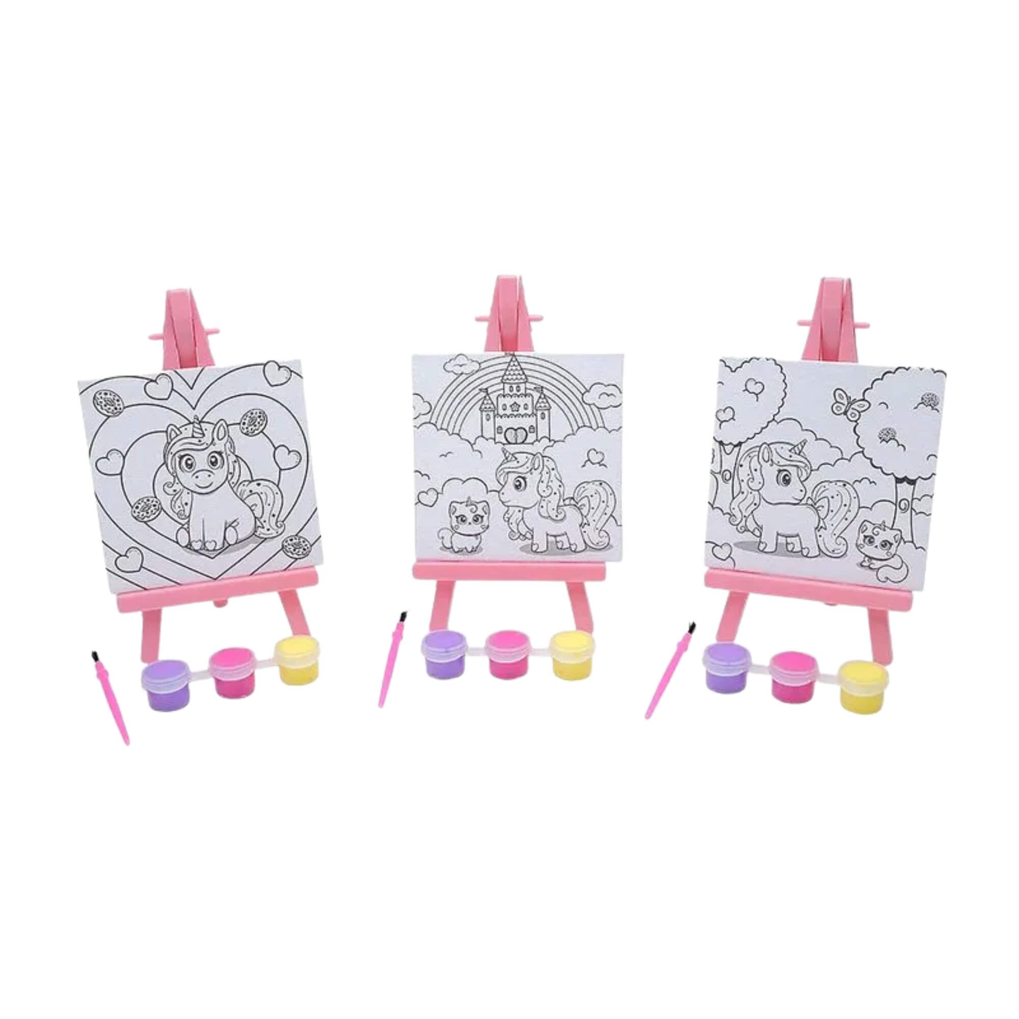 Caixa com 24 Mini Telas De Pintura com Cavalete Unicórnio Leo&Leo Leonora - 10660