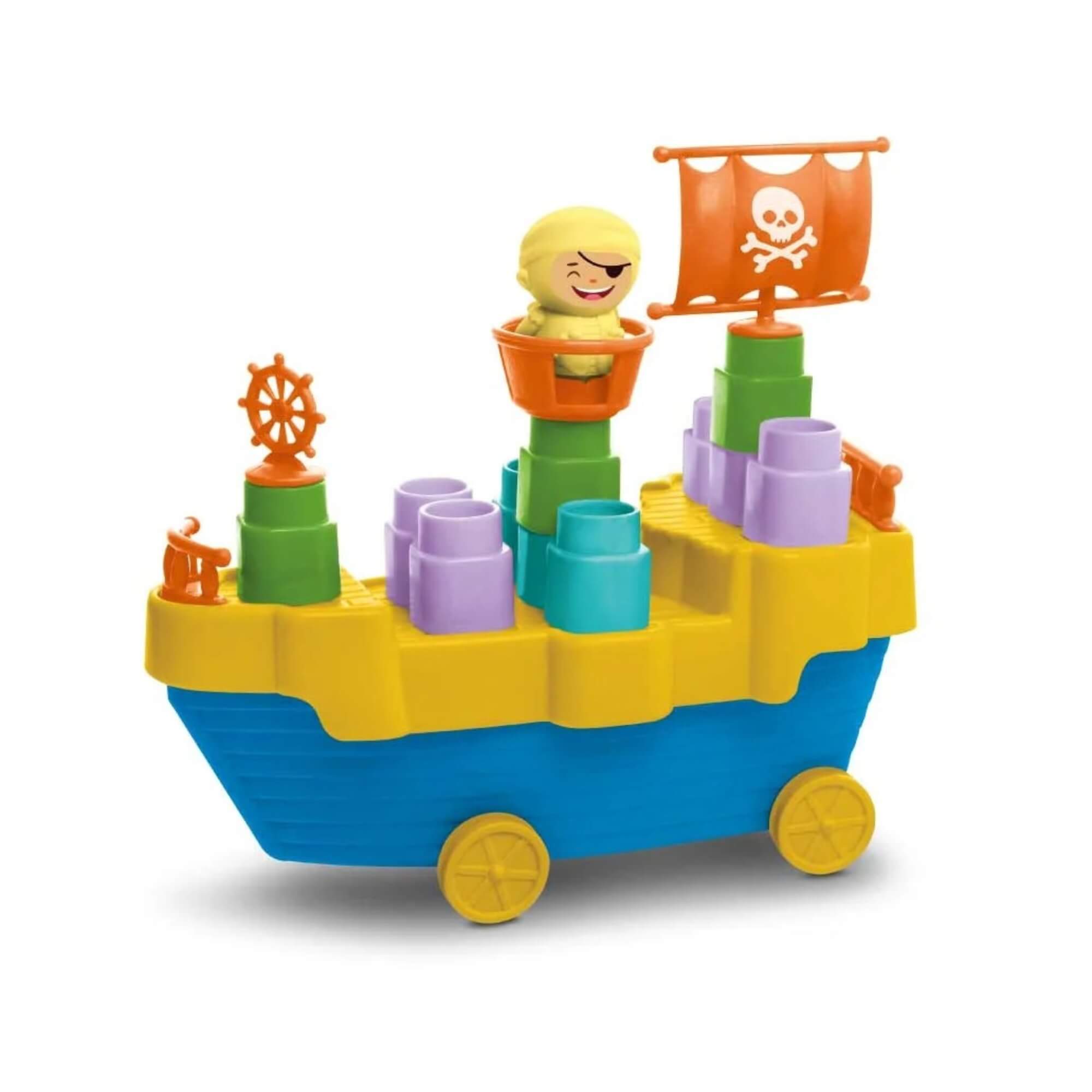 Brinquedo Didático Fofo Blocos Navio Pirata 12 peças Elka - 1365