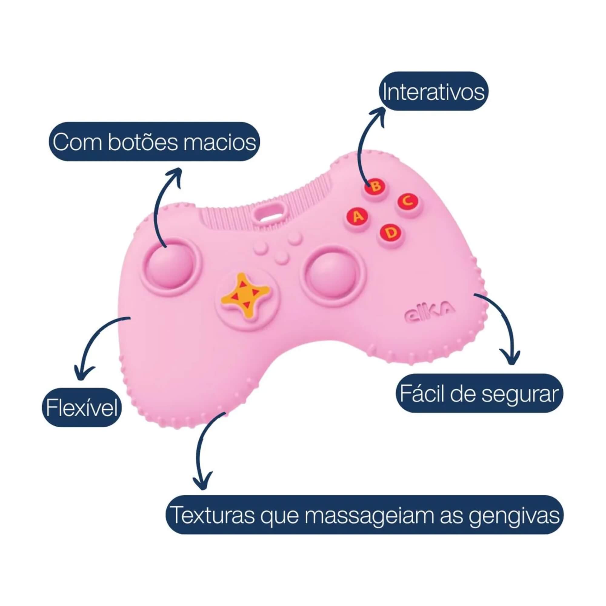 Mordedor Texturizado Video Game Rosa Elka - 1244