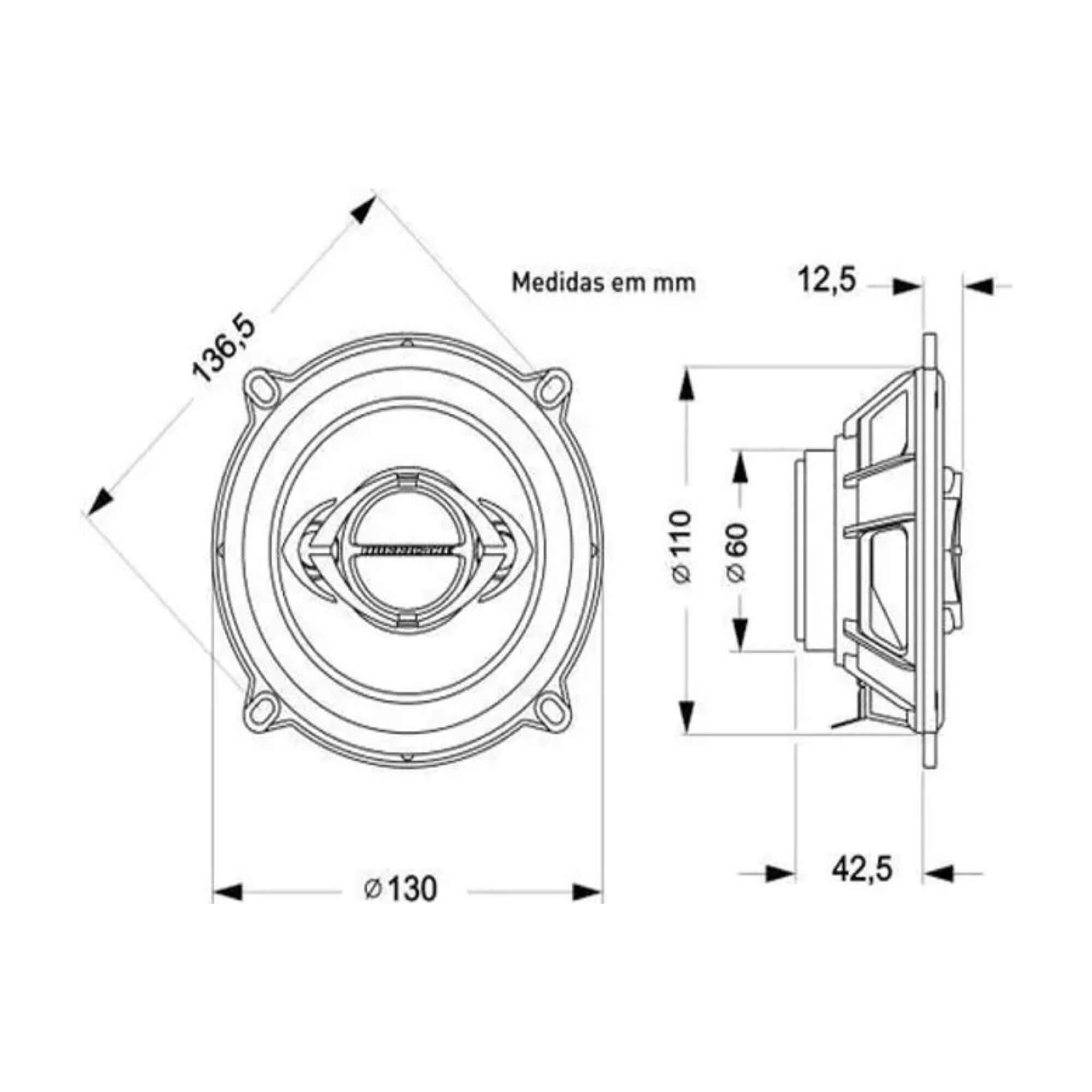 Par de Alto Falantes Quadriaxial 5" CM5 130W Rms 4Ohms Hurricane - AF10000116