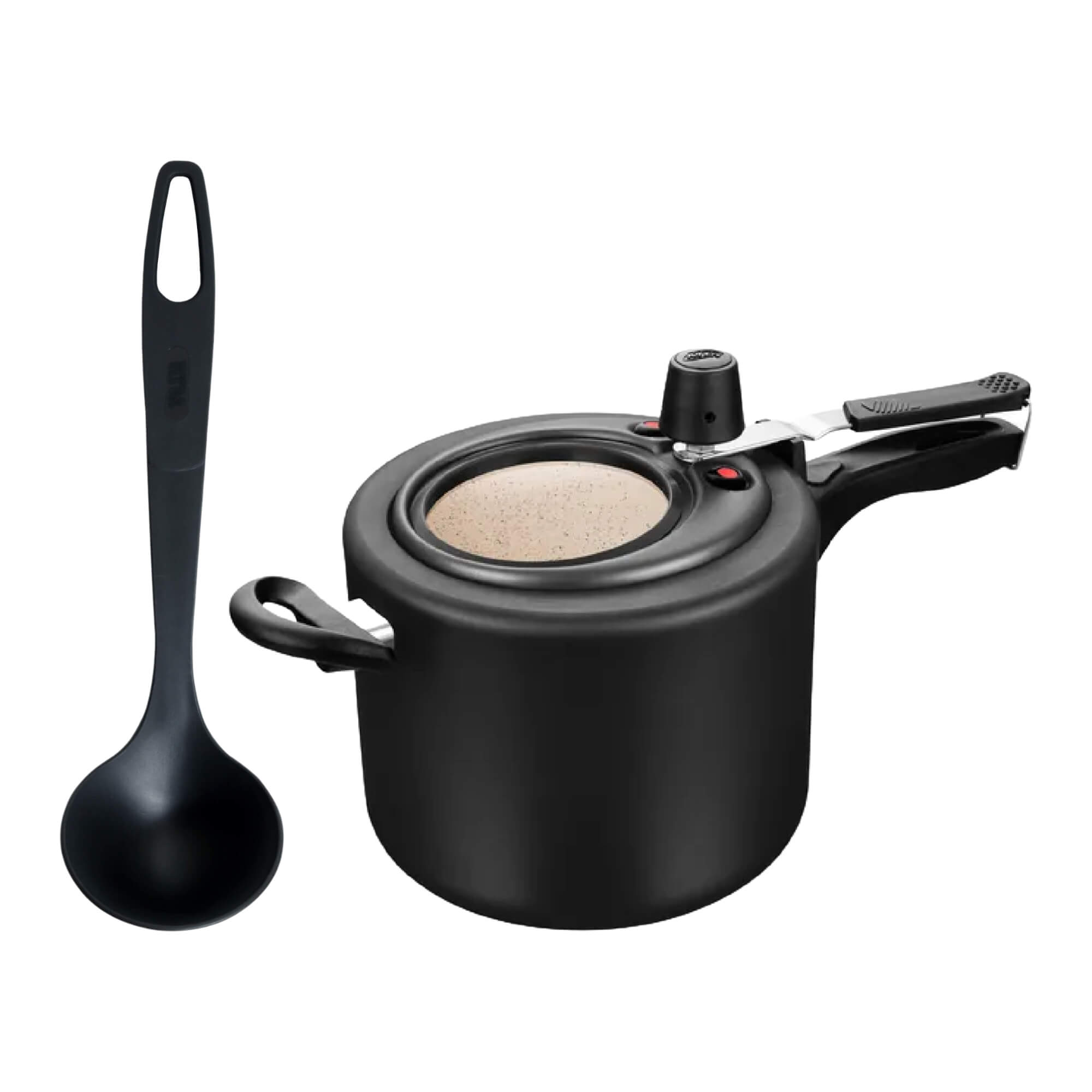COMP Panela de Pressão Preta c/ Visor de Vidro Superior 4,5L + Concha
