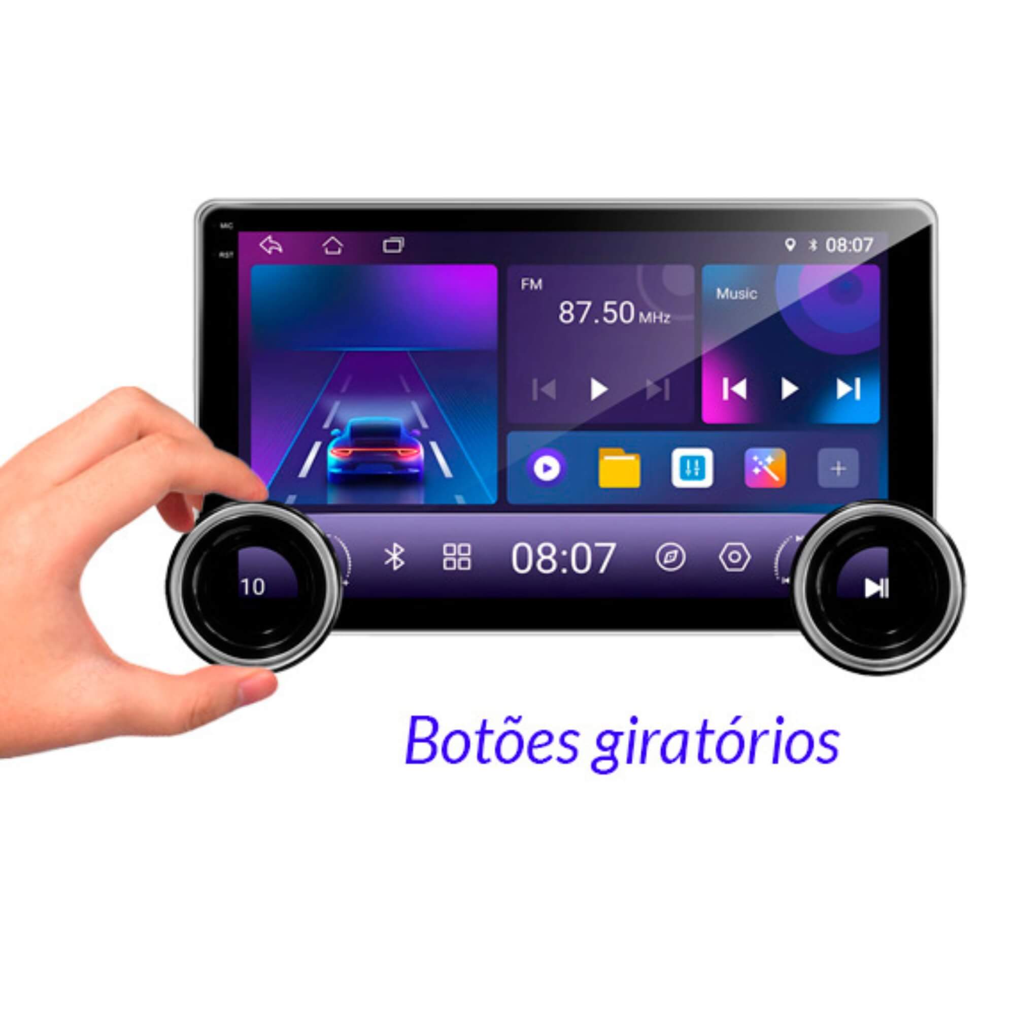 Multimídia Android Tela 10" IPS + Capacitiva Full Touch Carplay Roadstar - RS1160BR MI