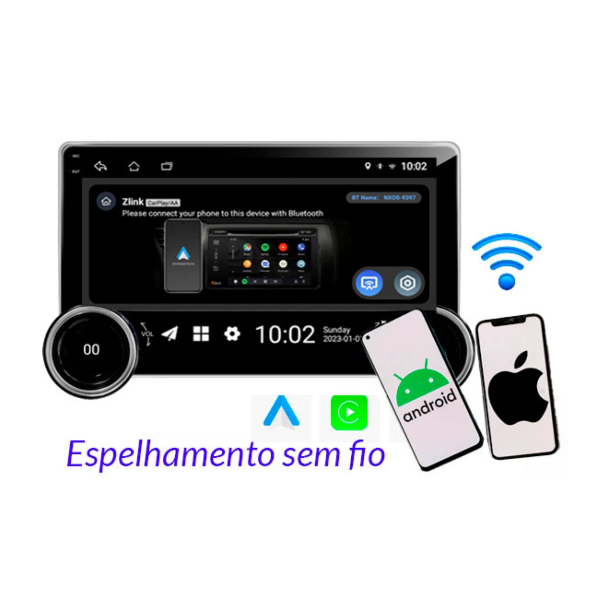 Multimídia Android Tela 10" IPS + Capacitiva Full Touch Carplay Roadstar - RS1160BR MI