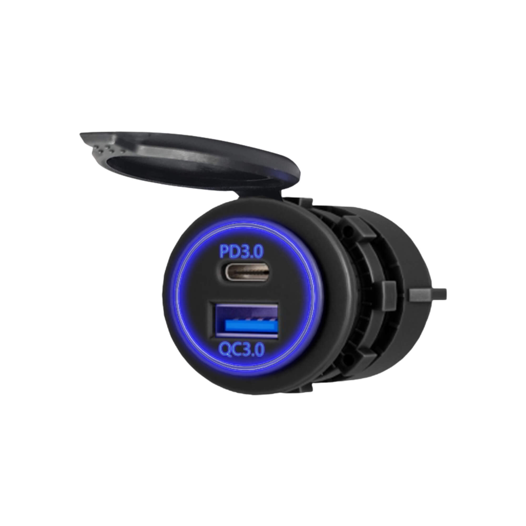 Carregador de Celular Tomada USB Veicular com USB 3.1A + USB C Roadstar - RS107-3UBR MI