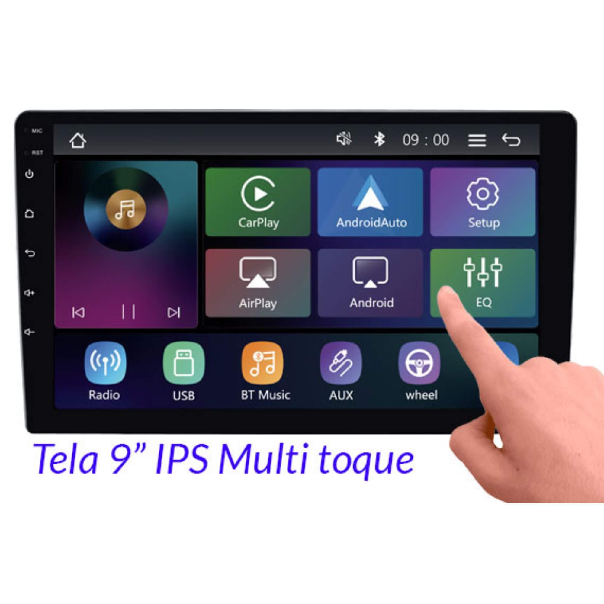 Multimídia MP5 Pro Line CarPlay Sem Fio Tela Full Touch 9" IPS Capacitiva Roadstar - RS9200BR MI