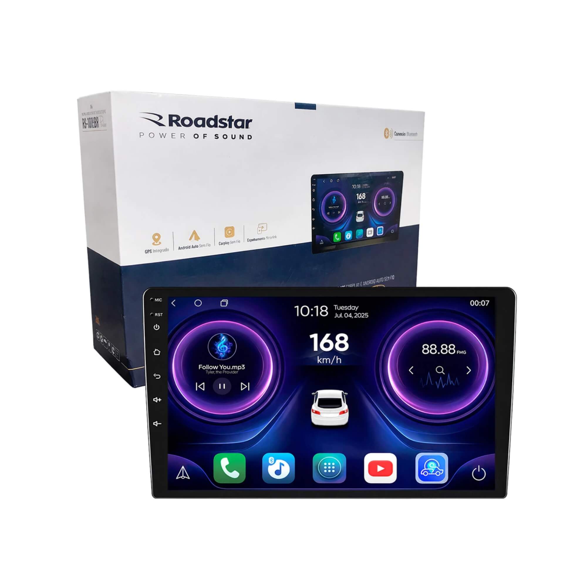 Multimídia Android 10'' com Carplay Android Auto Roadstar - RS1019BR MI