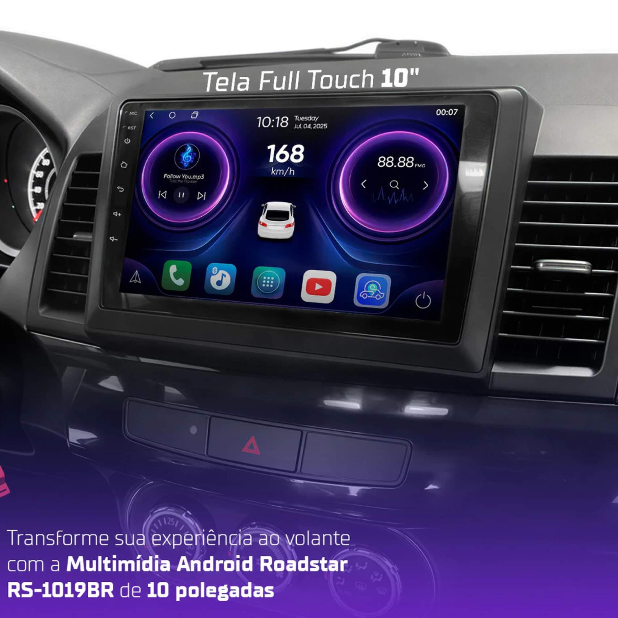 Multimídia Android 10'' com Carplay Android Auto Roadstar - RS1019BR MI