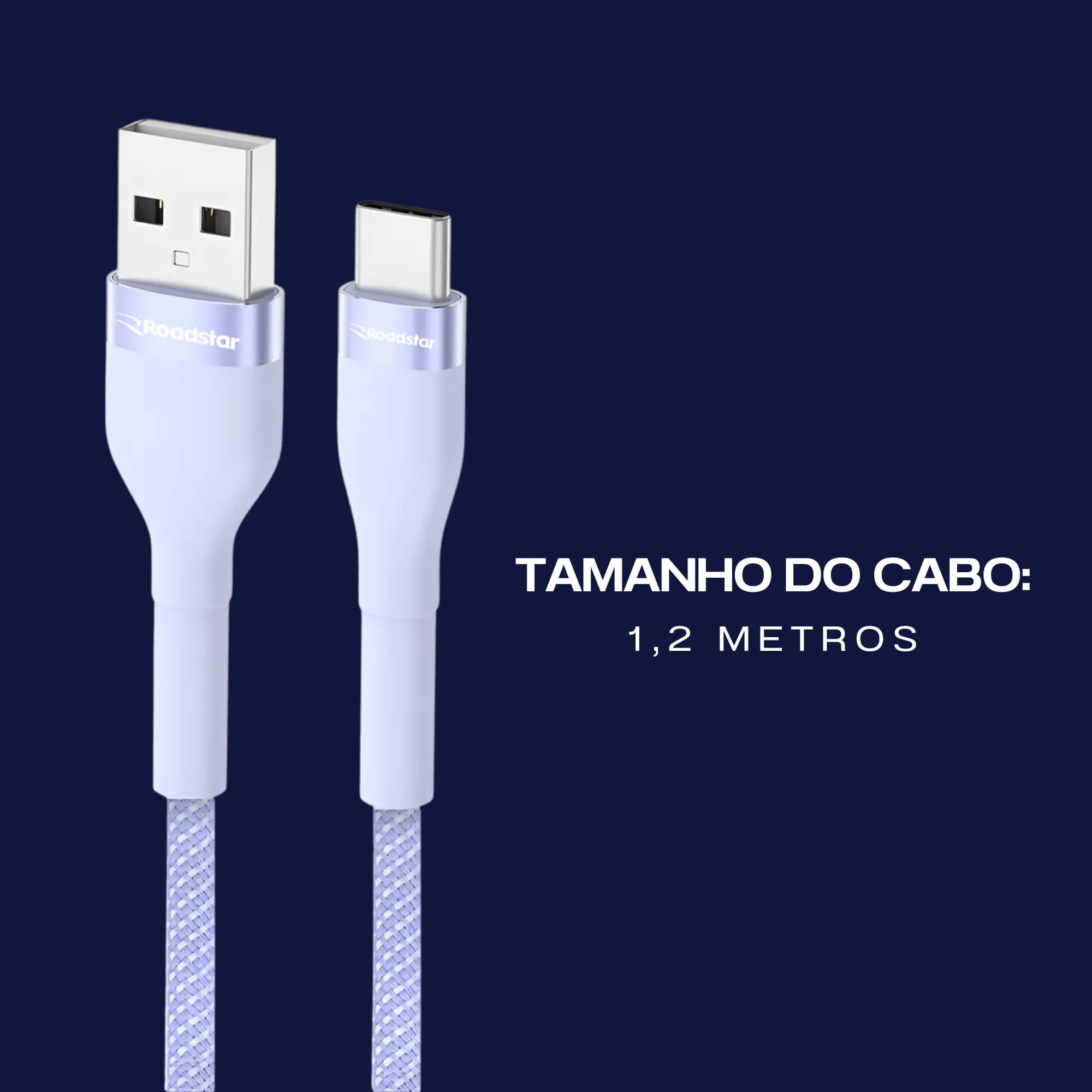 Cabo de Carregamento USB-A para USB-C na cor Branca Roadstar - RS-W1.2BR A-C MI