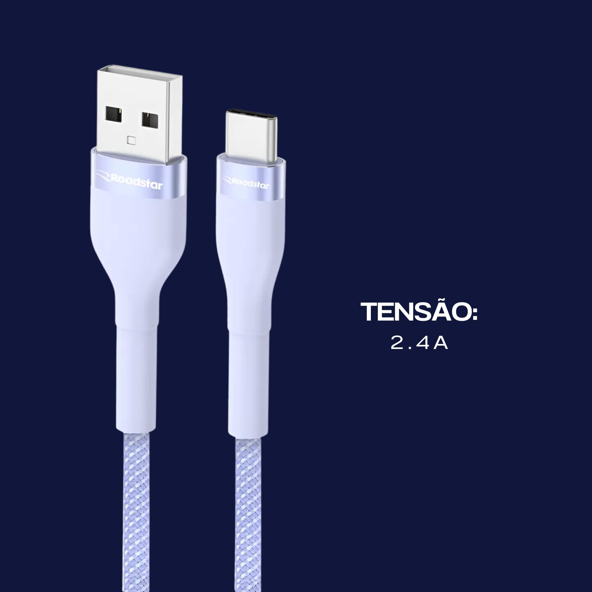 Cabo de Carregamento USB-A para USB-C na cor Branca Roadstar - RS-W1.2BR A-C MI