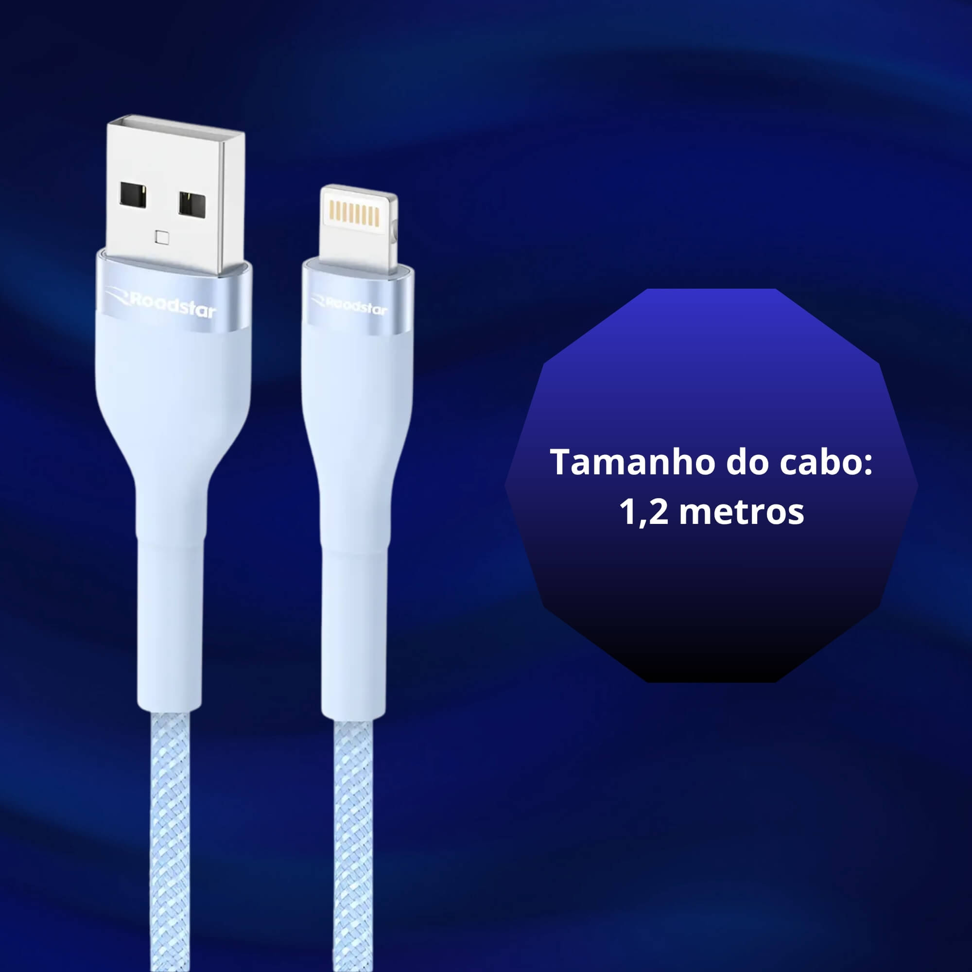 Cabo de Carregamento USB-A / Lighning cor Azul Roadstar - RS-B1.2BR A-L MI