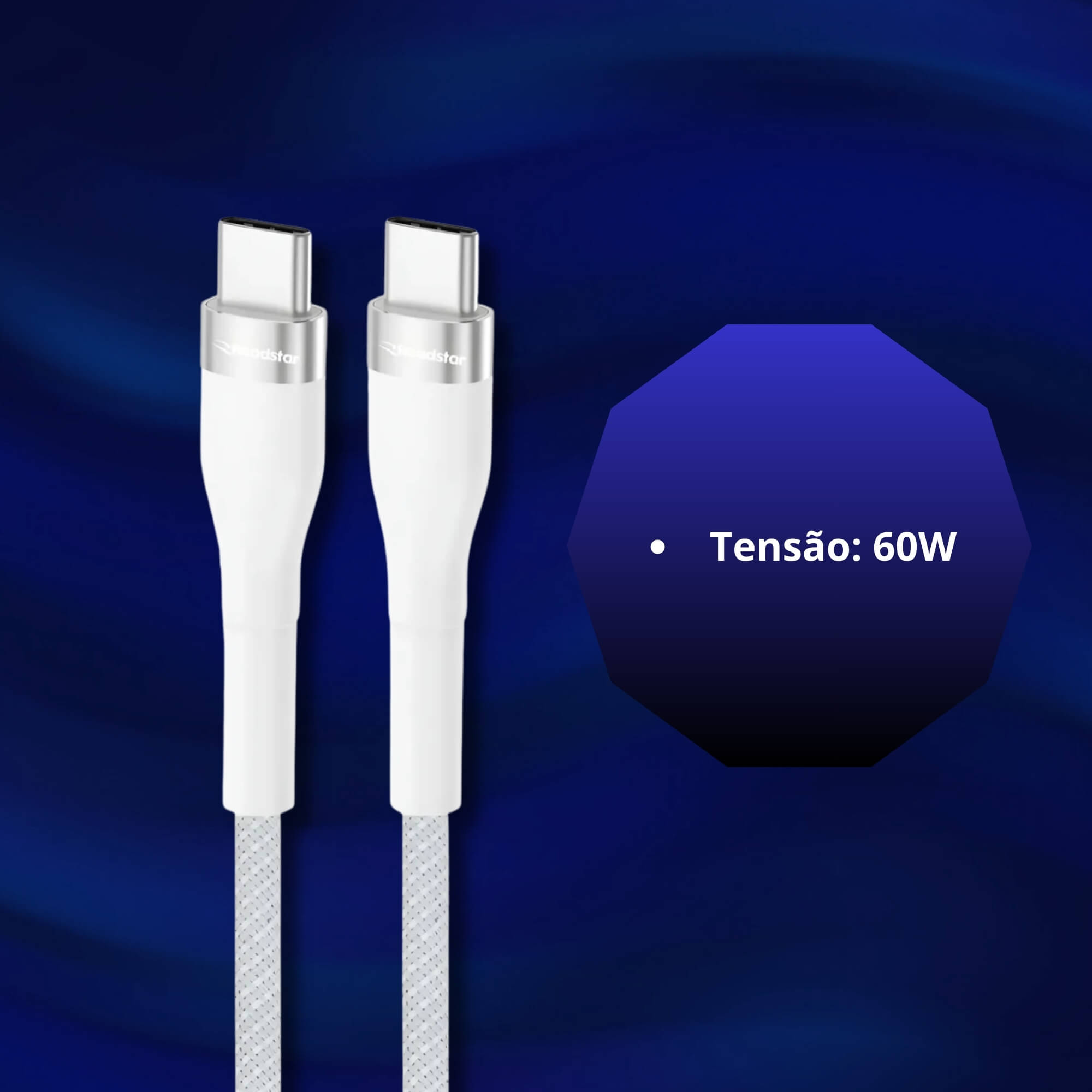 Cabo de Carregamento USB-C / USB-C cor Branca Roadstar - RS-W1.2BR C-C MI
